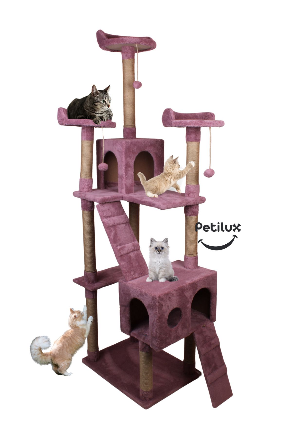Petilux-New Multi-Storey Cat House with Residence Design Jute Drawstring Scratching Tower and Resting Area 1