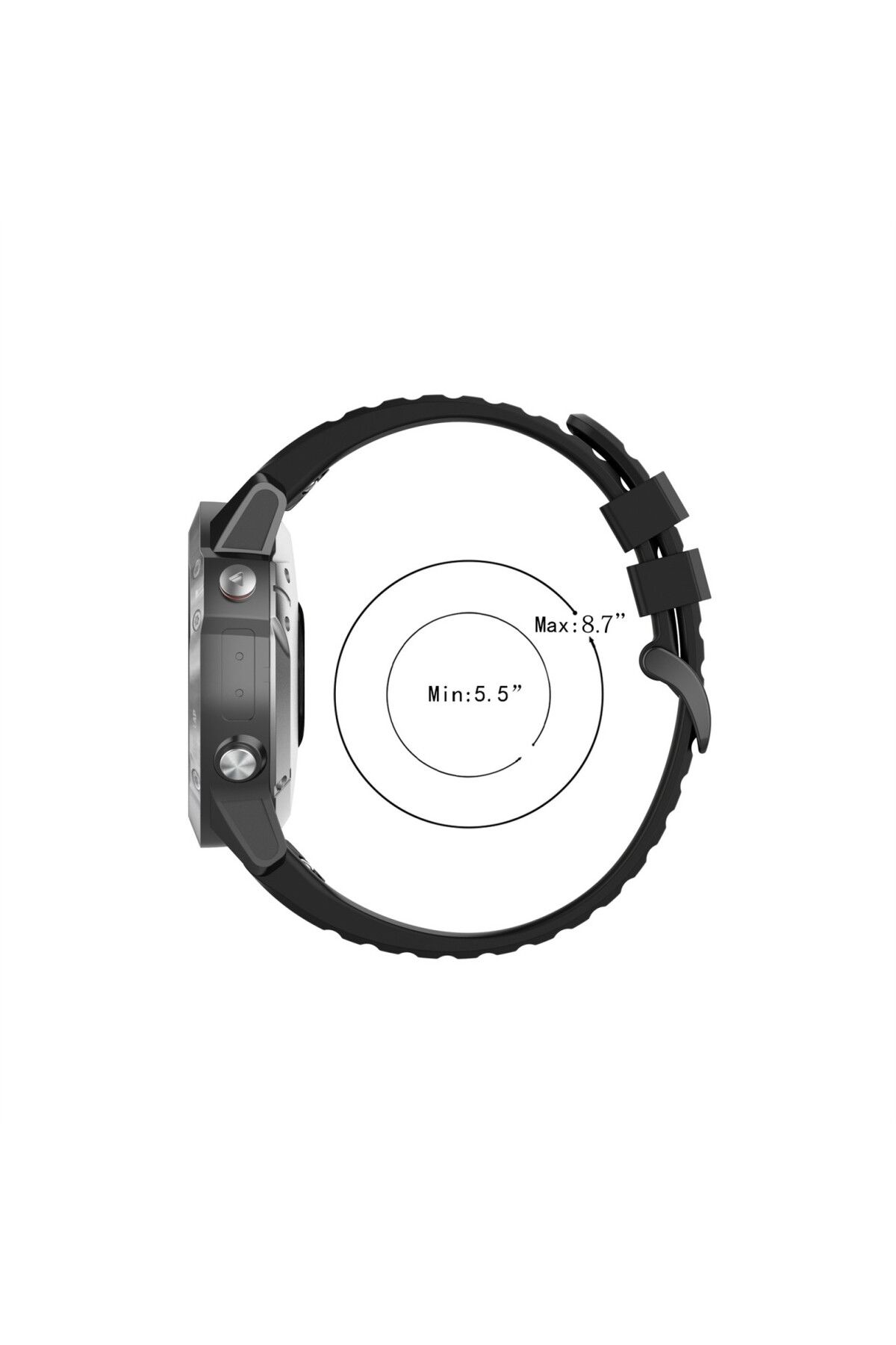 eR D L-Silicone watch strap compatible with Garmin Fenix 6, Fenix 6 Pro, strap width 22 mm, black, eR D L 3