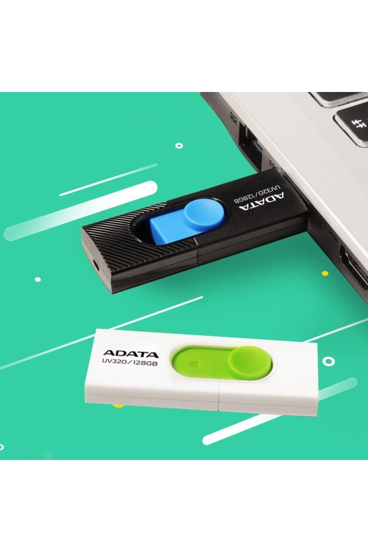 Adata-Stick USB UV320, 128GB, USB 3.1, Design glisant, Negru/Albastru 5
