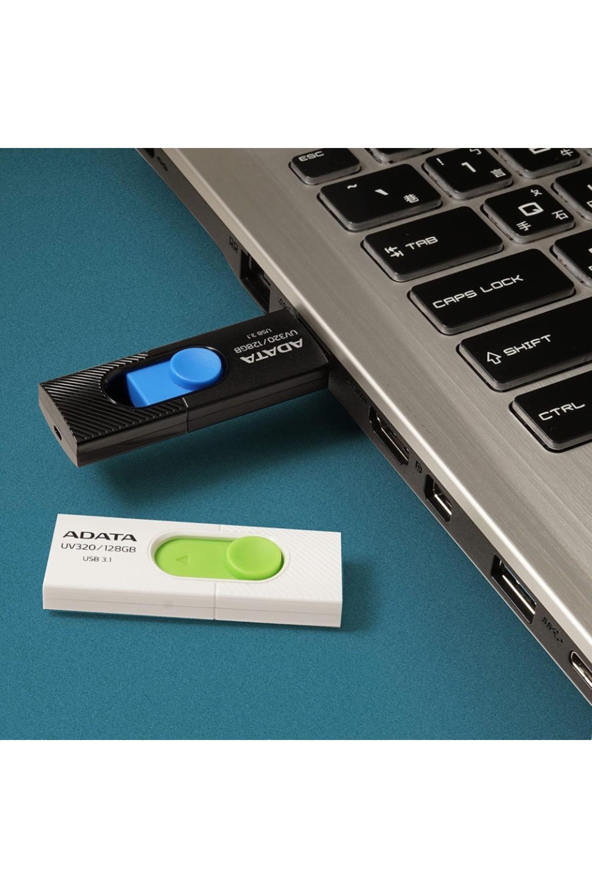 Adata-Stick USB UV320, 128GB, USB 3.1, Design glisant, Negru/Albastru 6