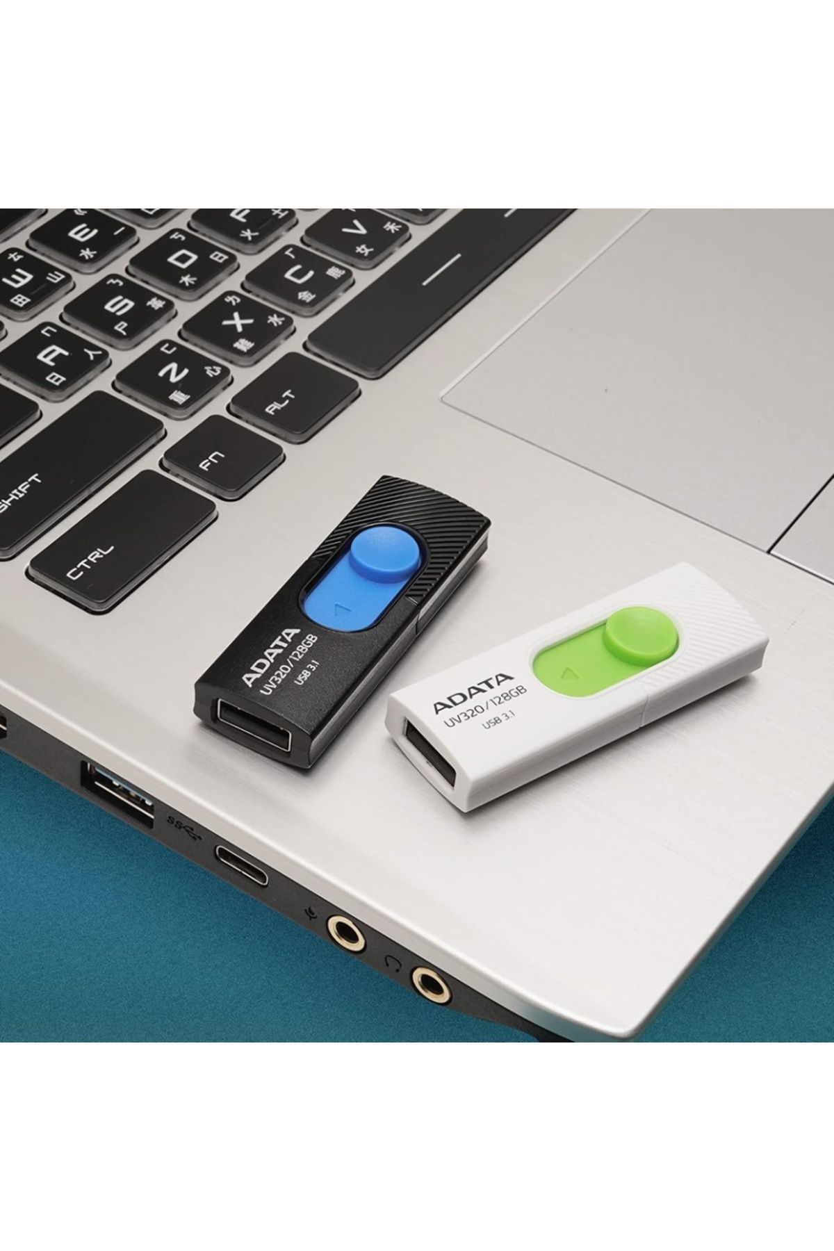 Adata-Stick USB UV320, 128GB, USB 3.1, Design glisant, Negru/Albastru 4