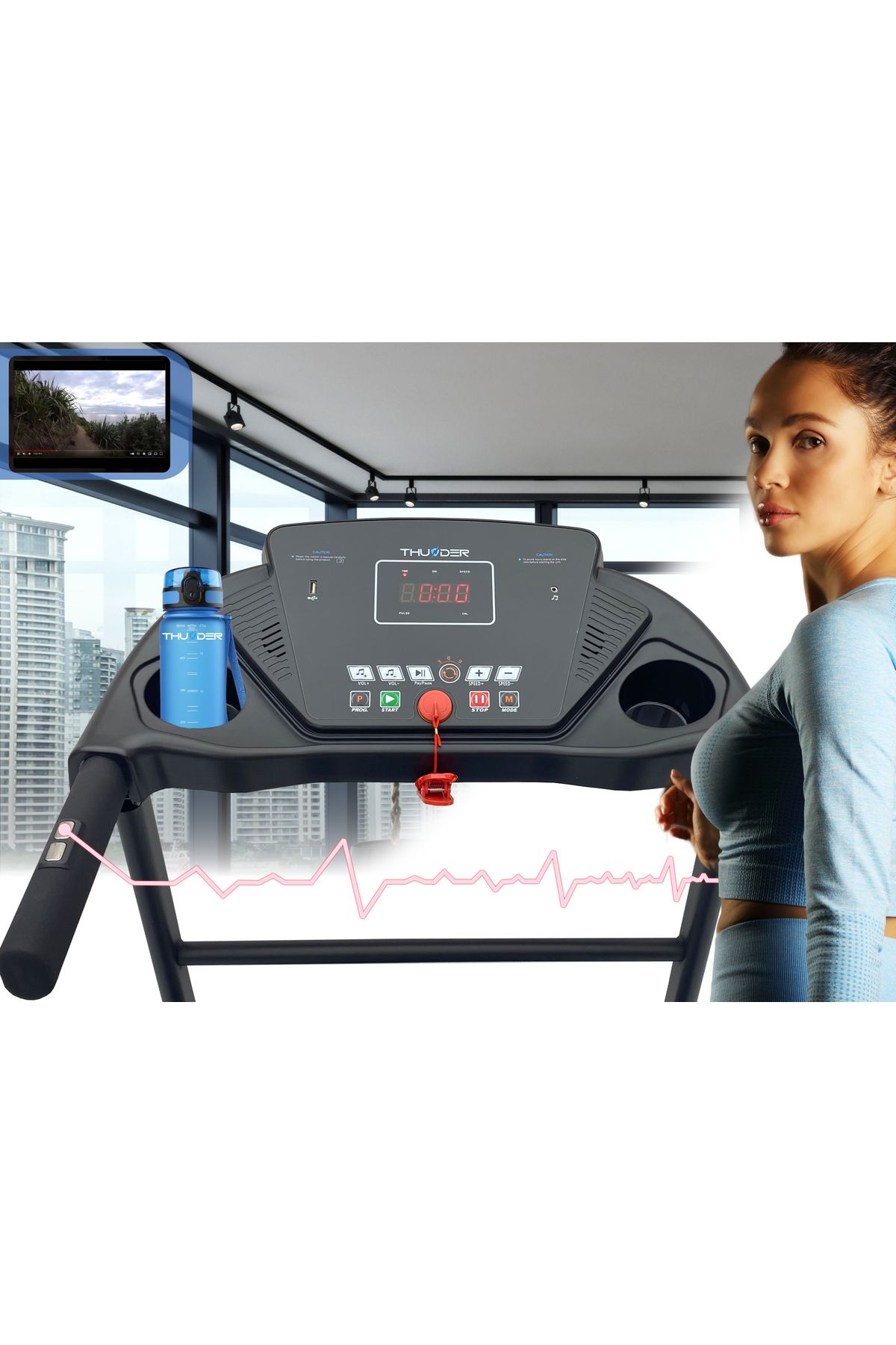 Thunder-Treadmill, Ts-G8000, Bluetooth, max speed 10km/h, max supported 90kg, 12 preset programs 3