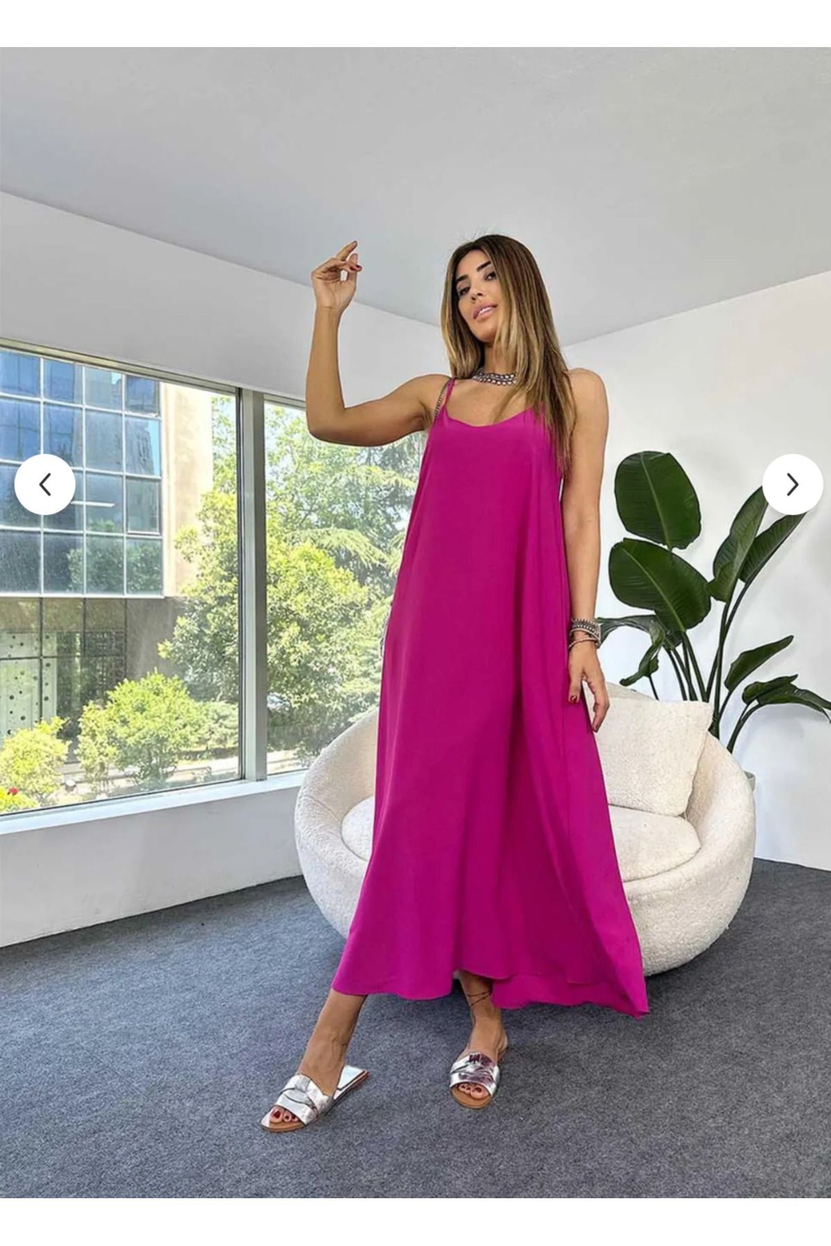 Zikuv Giyim ve Moda Tasarım-Midi Length Full Lycra Dress with Adjustable Strap 4