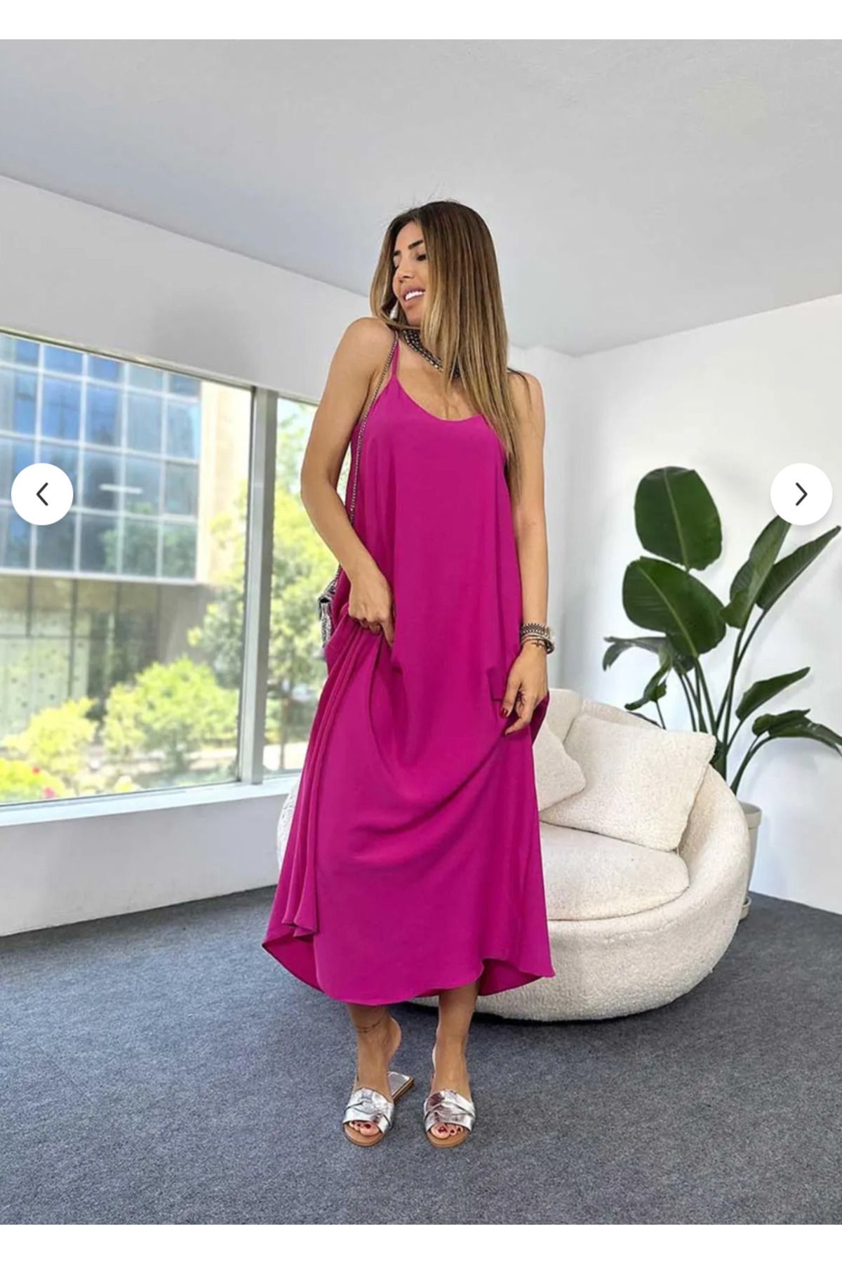 Zikuv Giyim ve Moda Tasarım-Midi Length Full Lycra Dress with Adjustable Strap 3