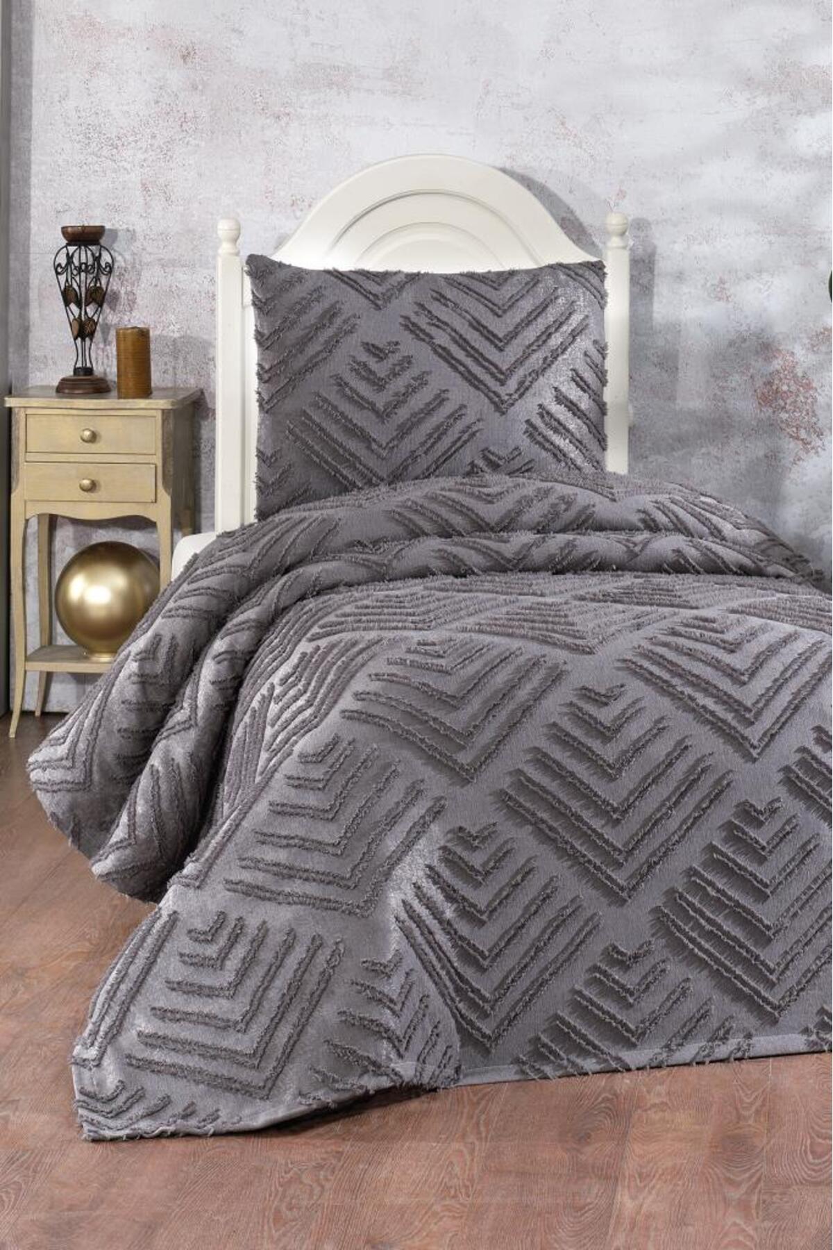 Çeyiz Diyarı Çeyiz Diyarı Pine 2 Parça Tek Kişilik Pike Takımı Antrasit