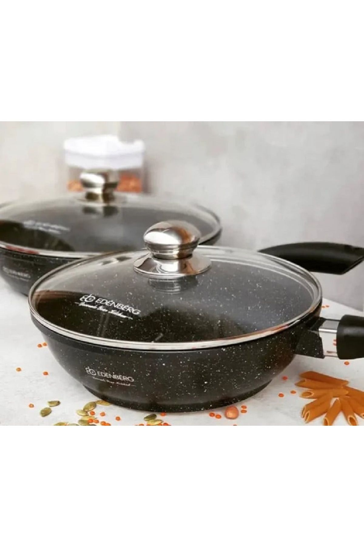 EDENBERG-Frying pan with lid with marble coating, diameter 28 cm, 3