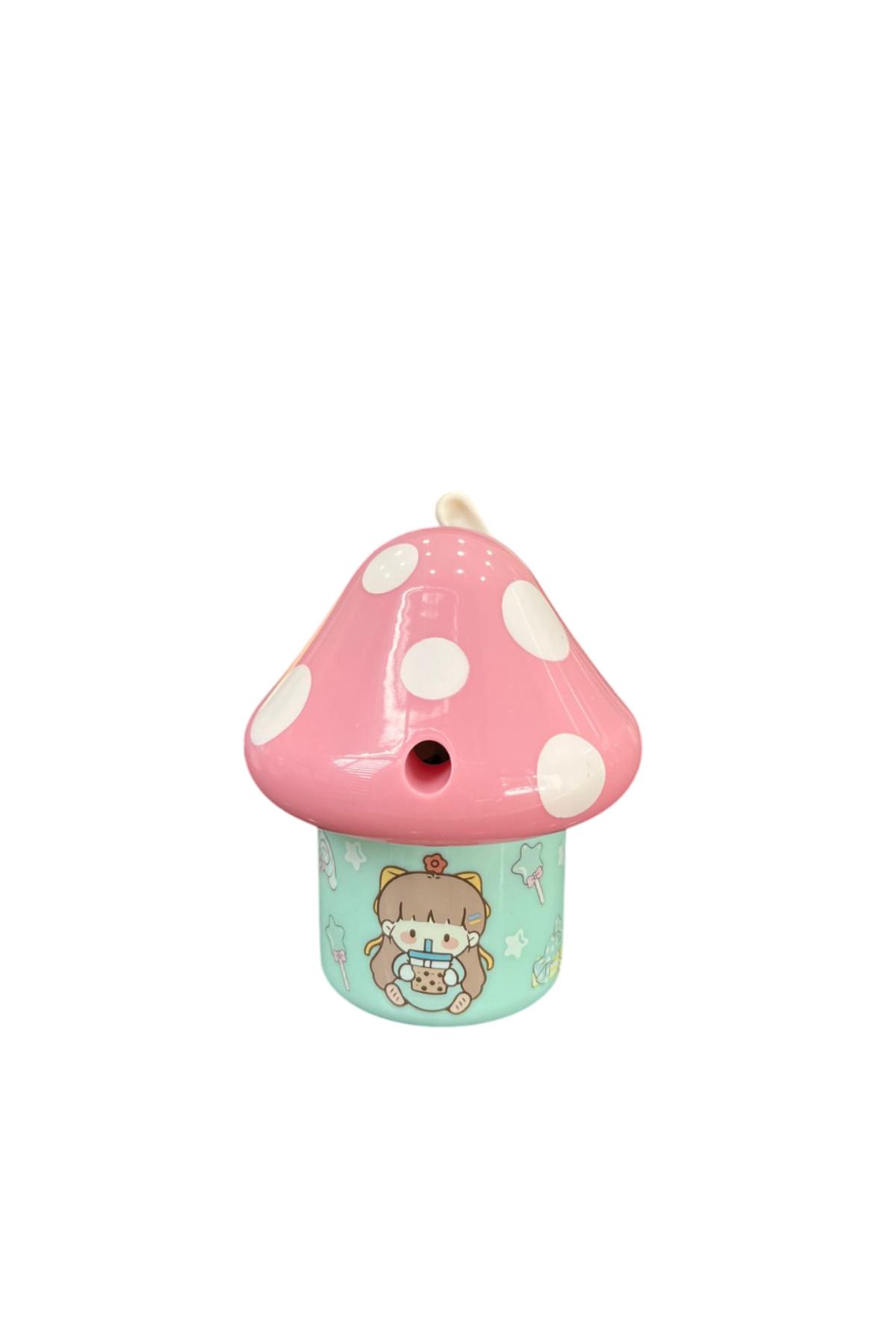 Brons-Mushroom Patterned Table Top Pencil Sharpener with Sleeve 1