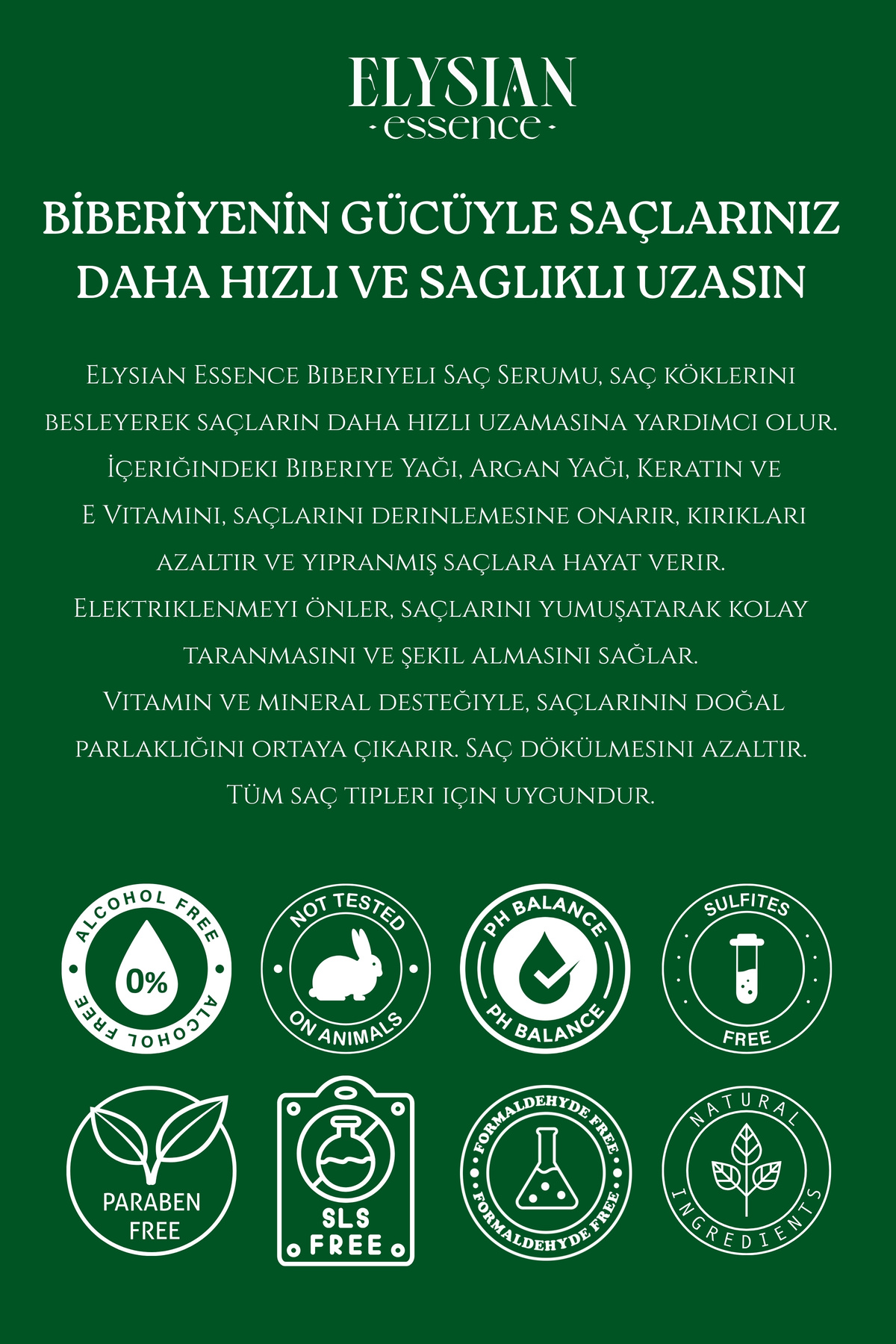 Biberiyeli Saç Serumu Hızlı Uzama Etkili ve Dökülme Karşıtı - Organik Argan Yağı, Vitamin E, Keratin — 4435 — تصویر 7 از 7
