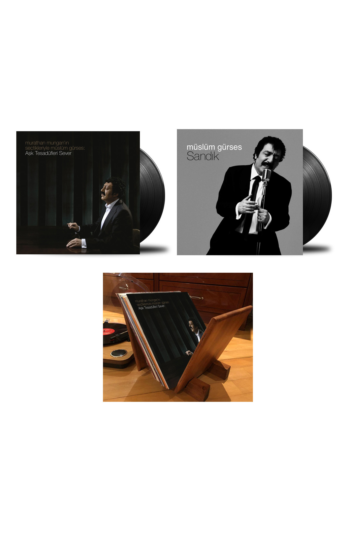 Turkofon Müslüm Gürses - Aşk Tesadüfleri Sever & Sandık ve Plak Rafı Set
