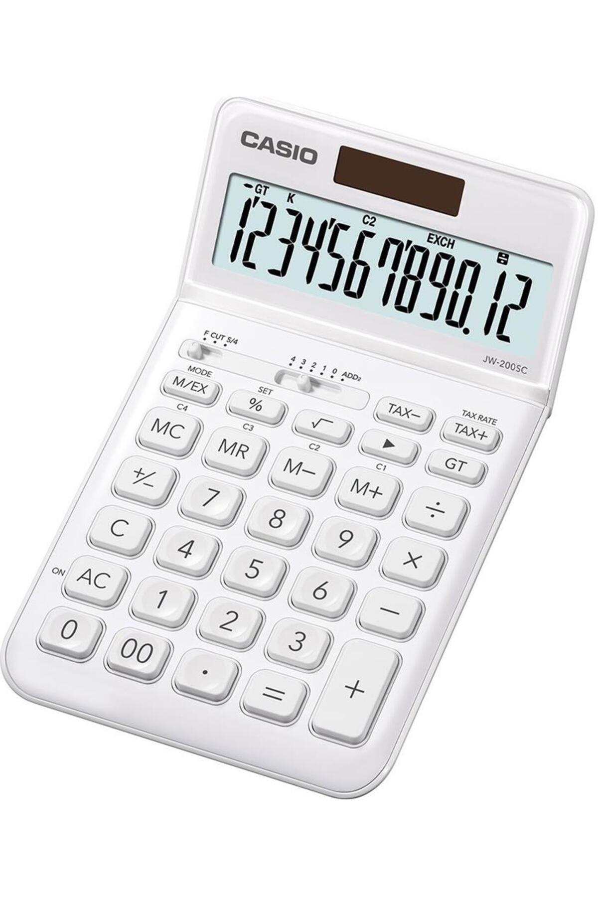 Casio JW-200SC-WE 12 Hane Beyaz Masa Üstü Hesap Makinesi