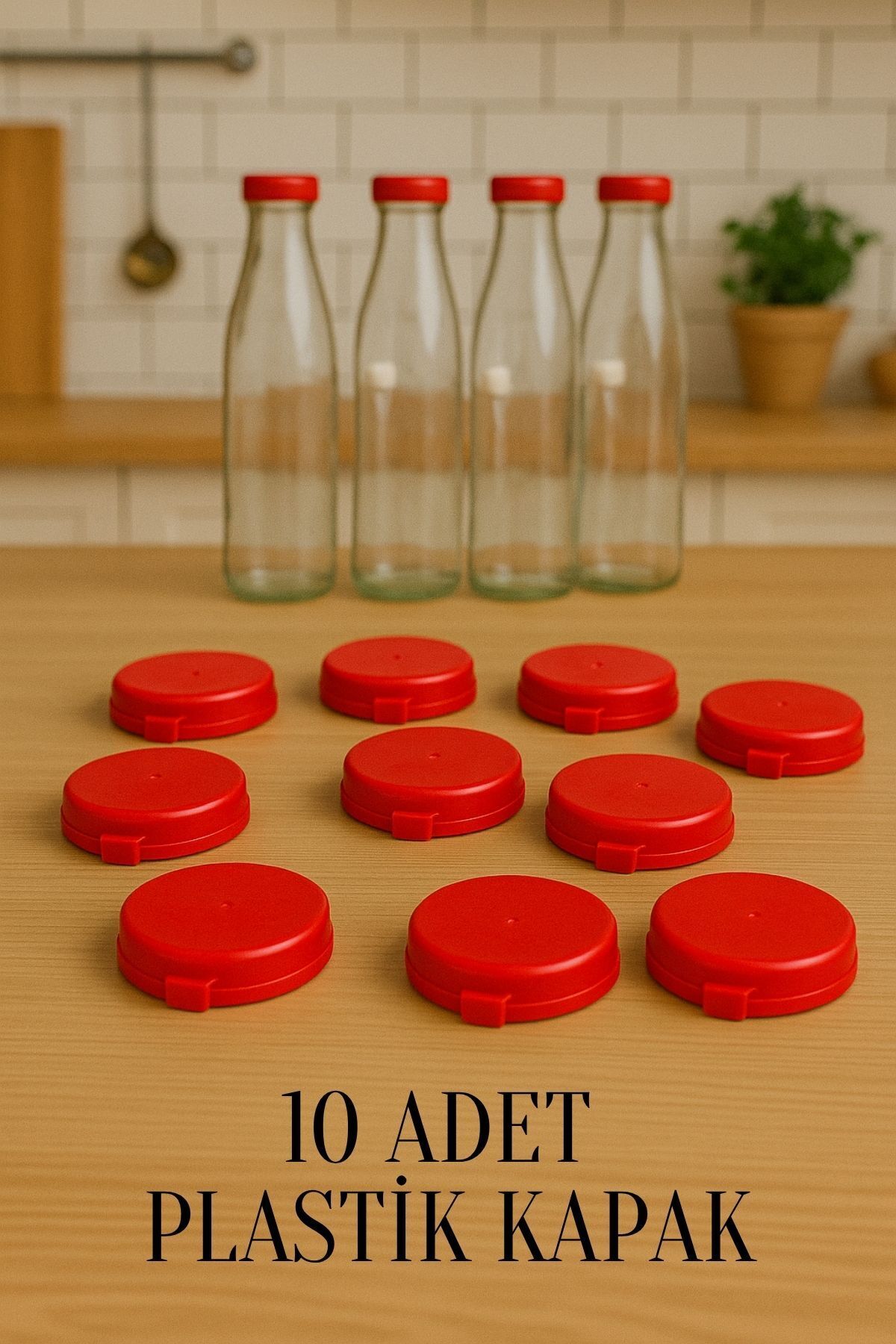 Cover Suitable for 10 Glass Milk, Ayran, Soft Drink Bottles 45 Mm Plastic Sealed Snap-on Cover