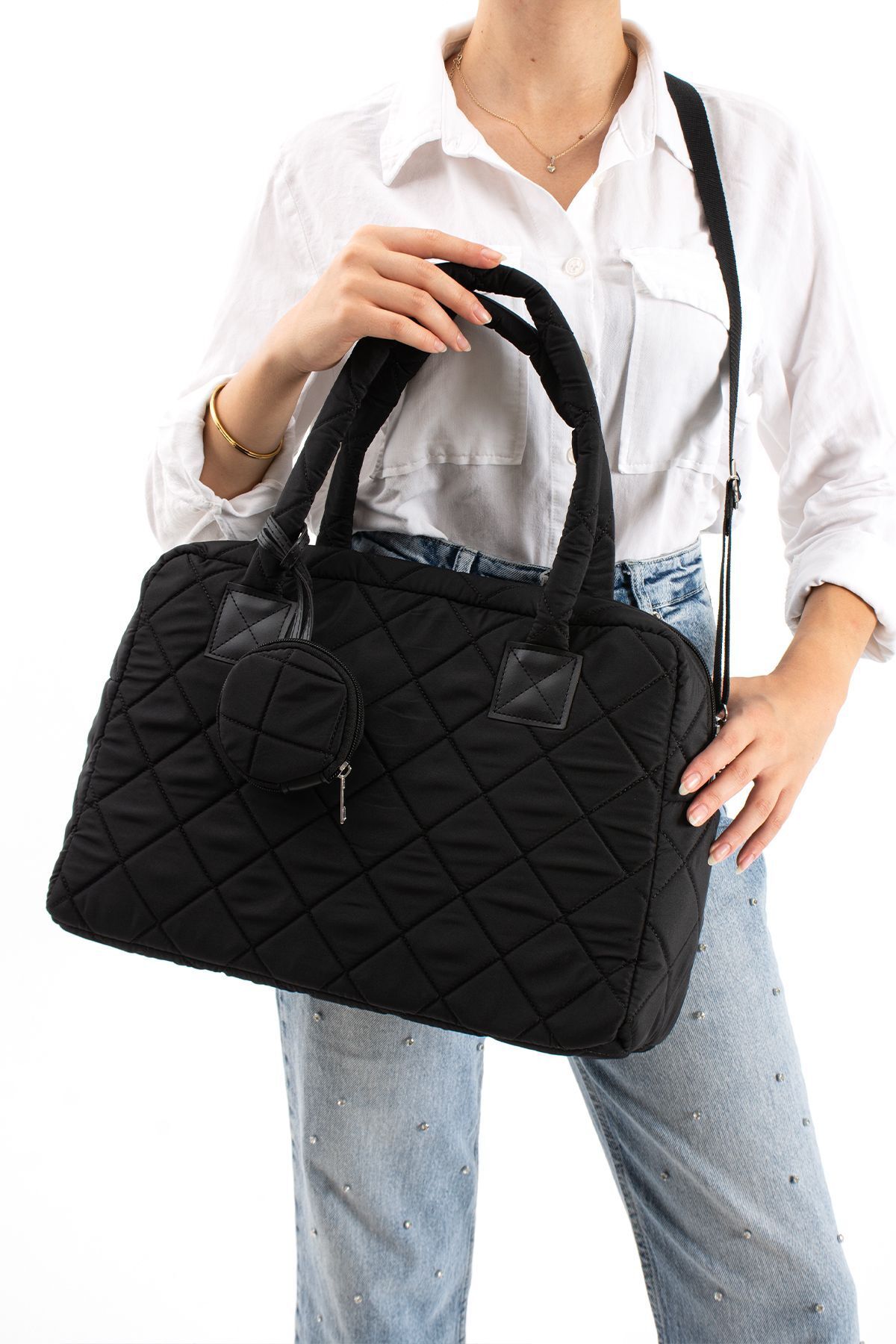 mugalas-Women's Large Size Soft Hand Sleeve and Cross-Use Shoulder Bag Width:45 Length:30 Depth:15 3