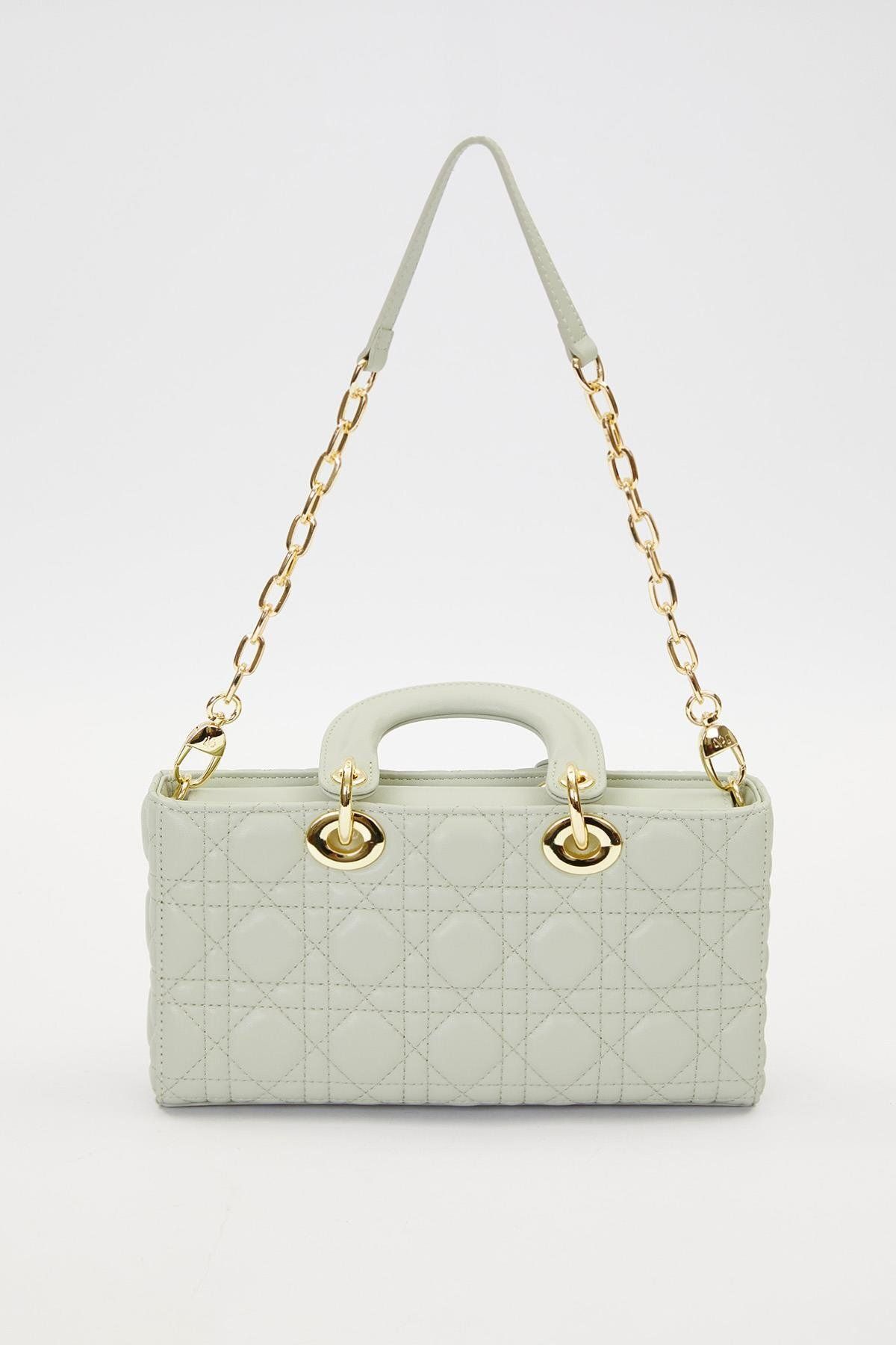 Levidor-Light Green Rectangular Model Handbag with Accessories 8