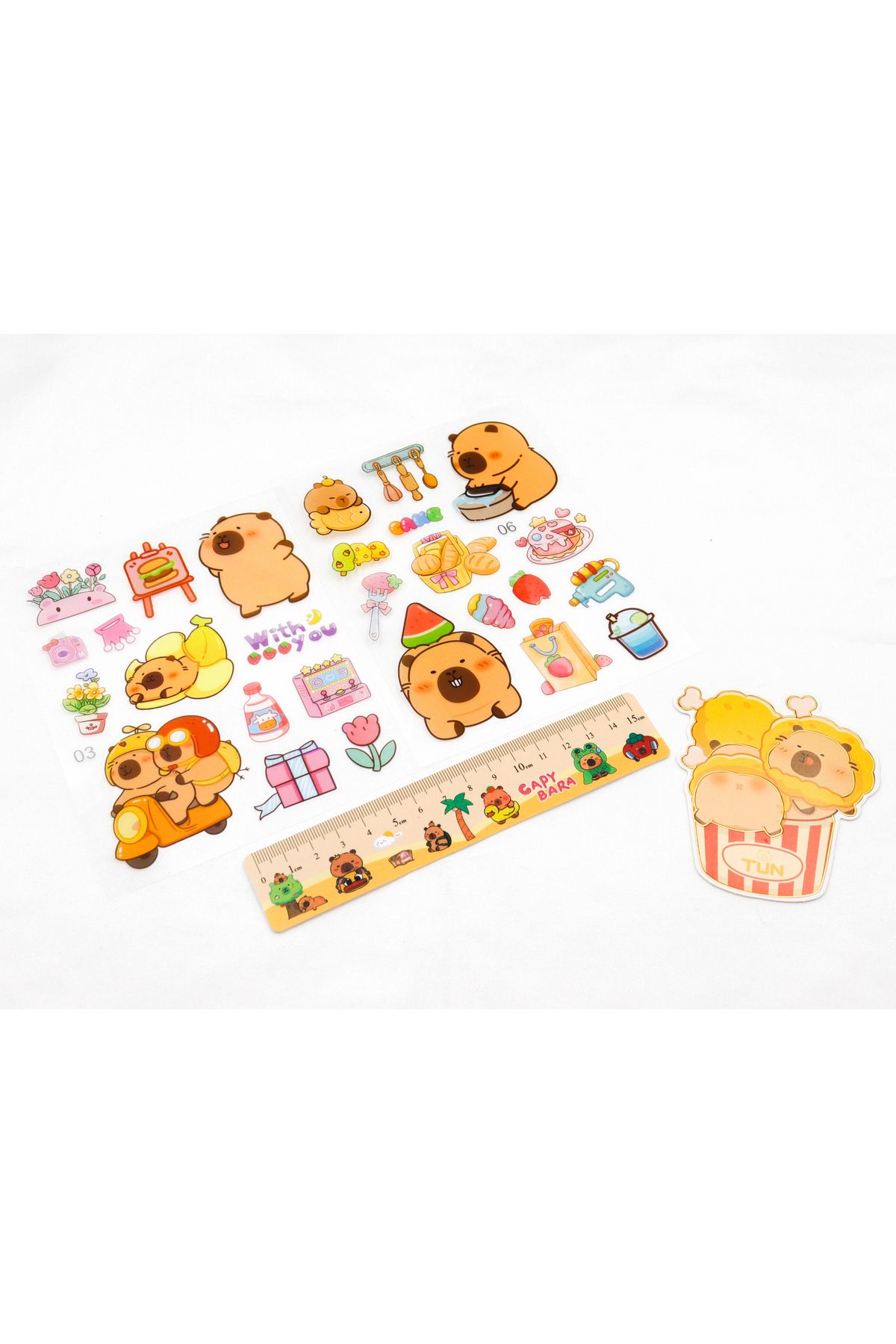 repro design-Capybara Themed Transparent Sticker Set with Ruler – DIY Sticker and Keychain 2