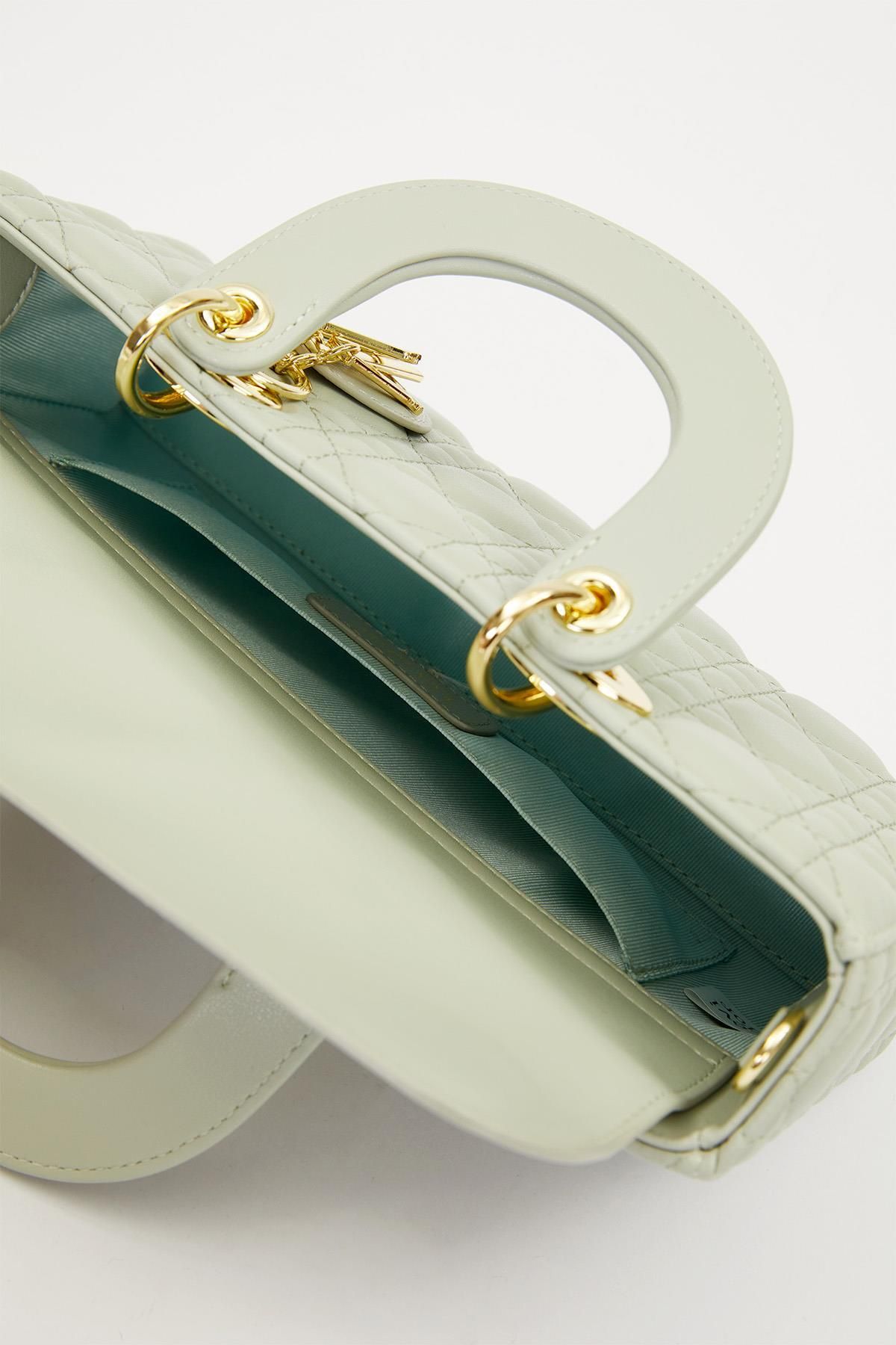 Levidor-Light Green Rectangular Model Handbag with Accessories 5