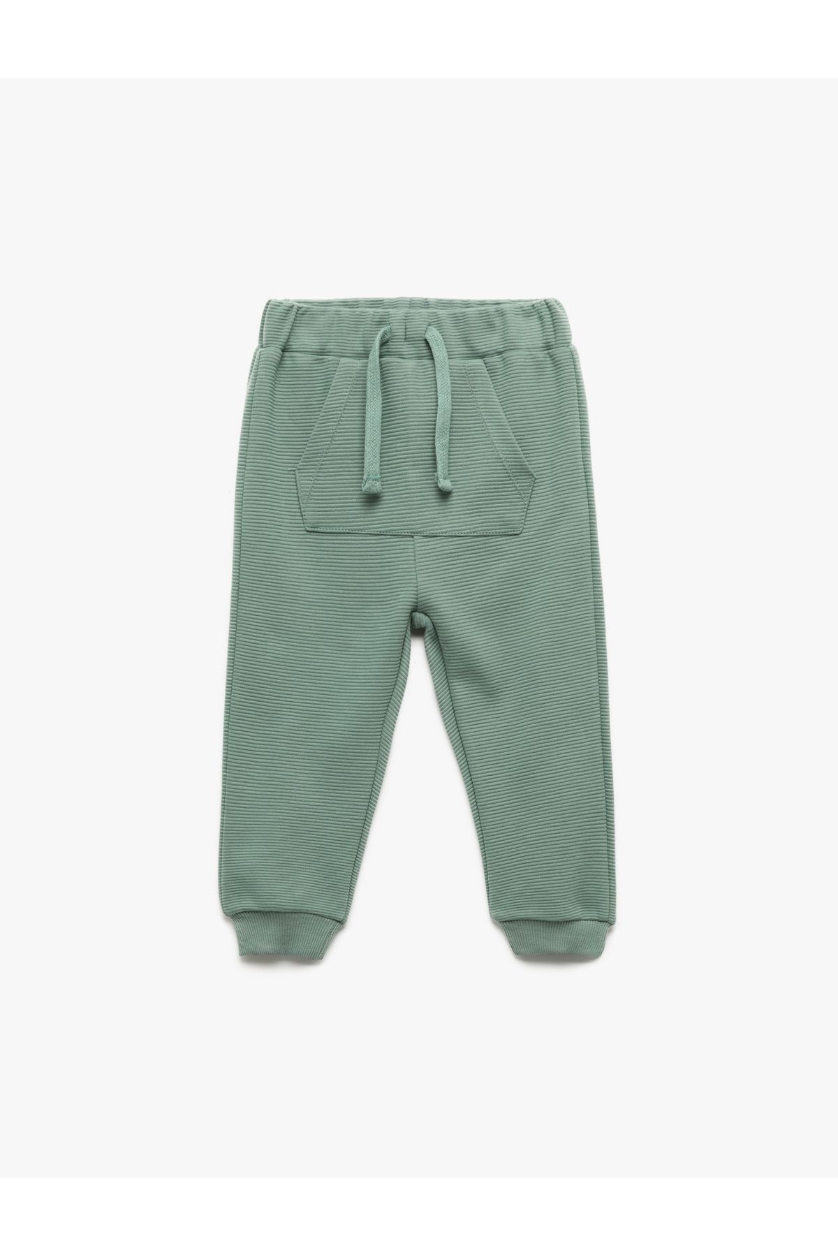 Koton-Cotton Jogger Sweatpants with Kangaroo Pocket and Elastic Waist 1