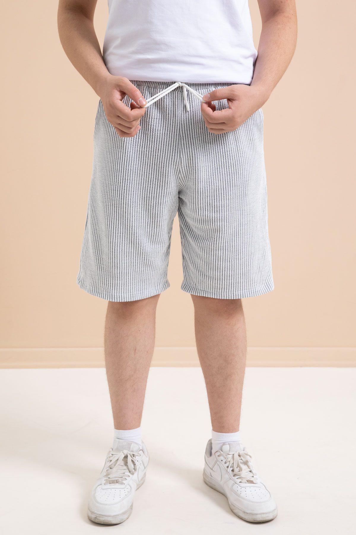 Cansın Mini-Gray Waterway Men's Shorts with Elastic Waist 21367 3