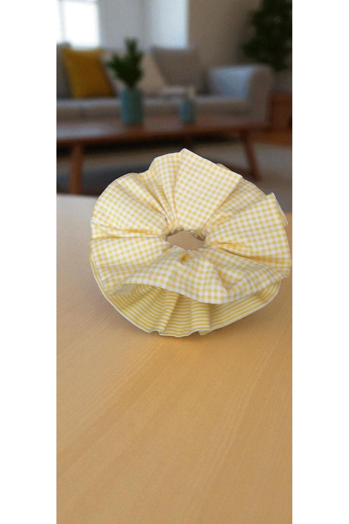 Melff-Women's Elastic Double Layer Fabric Patterned Bagel Scrunchie Buckle 4