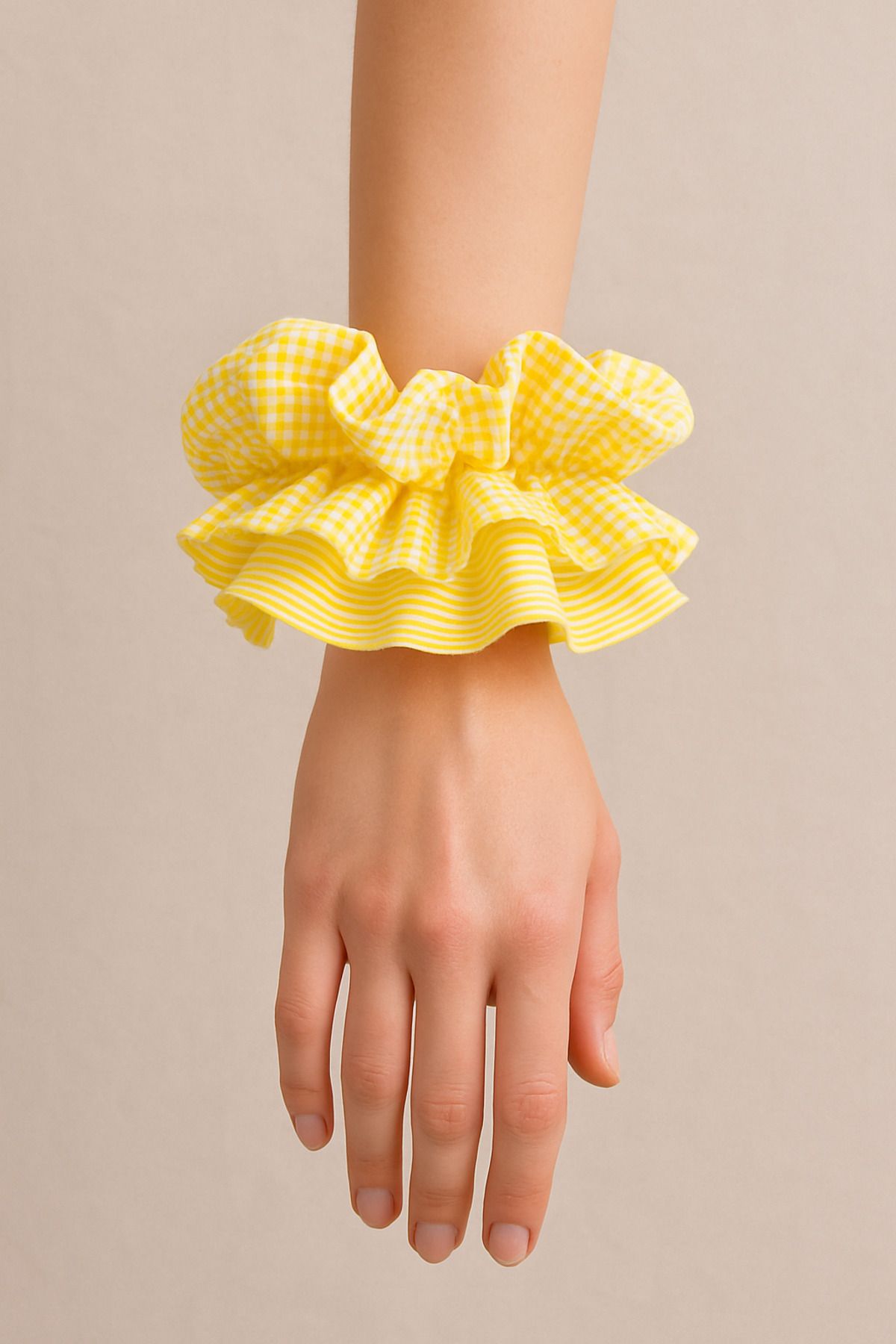 Melff-Women's Elastic Double Layer Fabric Patterned Bagel Scrunchie Buckle 1