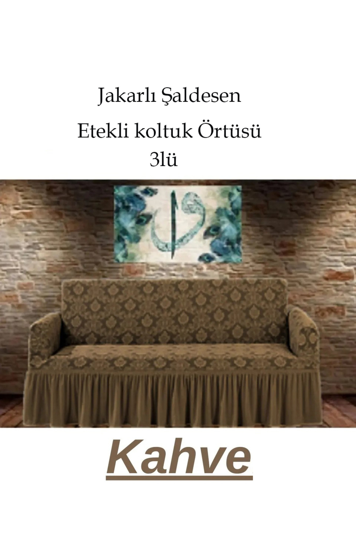 Şal desen Jakarlı Koltuk, Kanepe, çekyat Örtüsü, Likralı, Etekli, koltuk kılıfı 3lü Tek adet