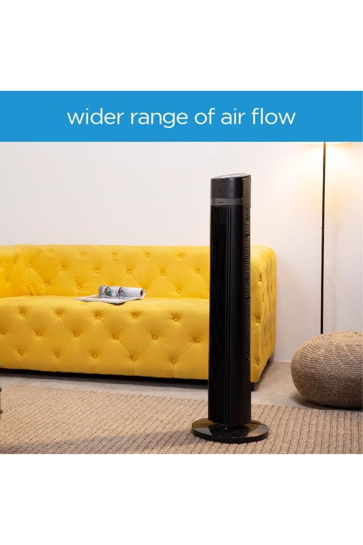 Midea-Tower Fan with Multifunction Remote Control, 3 Wind Modes 3
