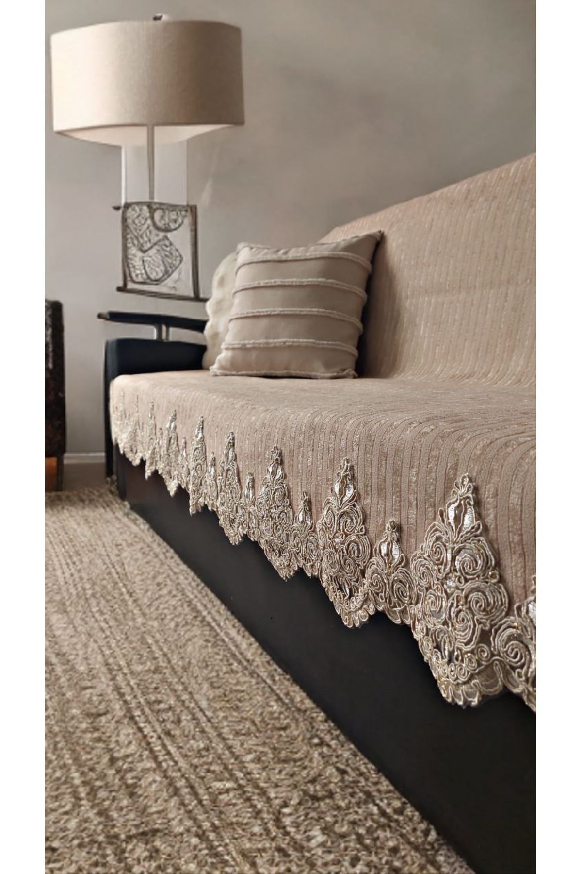 baladı home ev tekstil home collection-Lace Sofa Cover as a Set of 4Pieces (3.3.1.1) Custom Non-Slip Base with Sponge 3