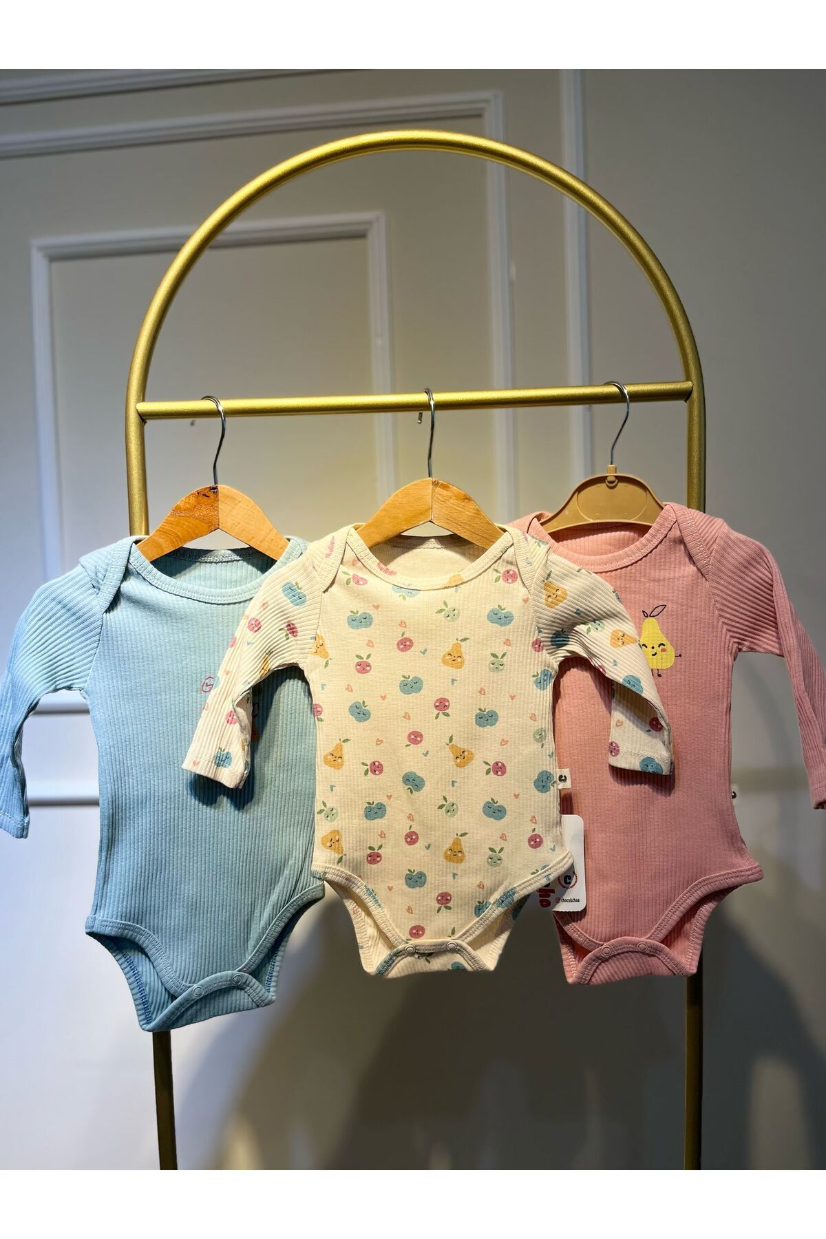 Kız Bebek 3 Lü %100 organıc Zıbın Seti Mavi ve Pembe Set