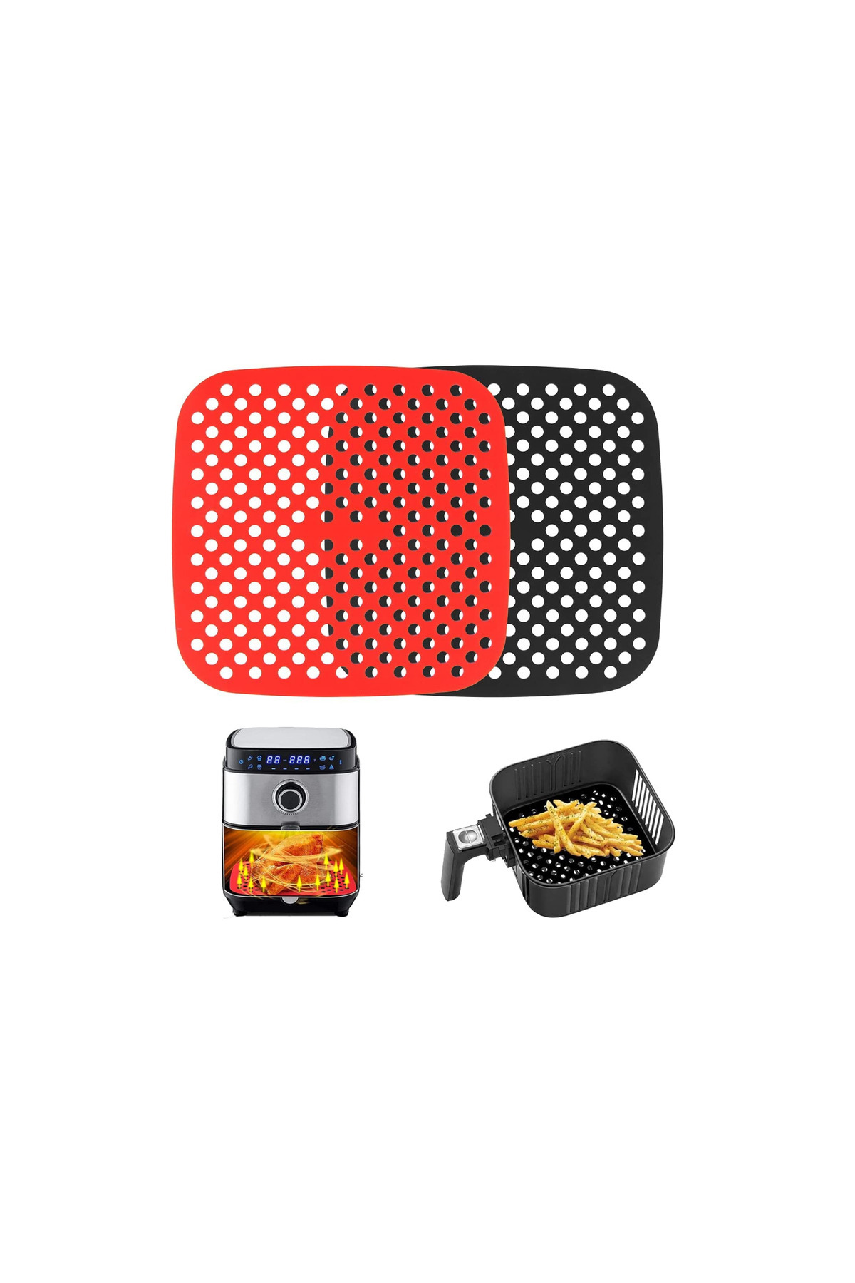 ARVALE 1 Adet Kare Nihale Airfray Fırın Pişirme Matı 19 Cm Yanmaz Yapışmaz Silikon