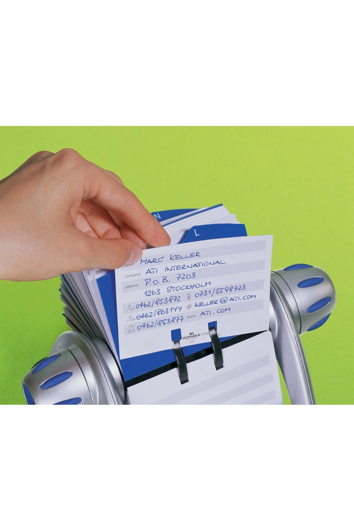 Durable-Rotating Quick Note Card Holder, Letter Indexed with 500 Index Cards, Perfect for Organizing Information 3