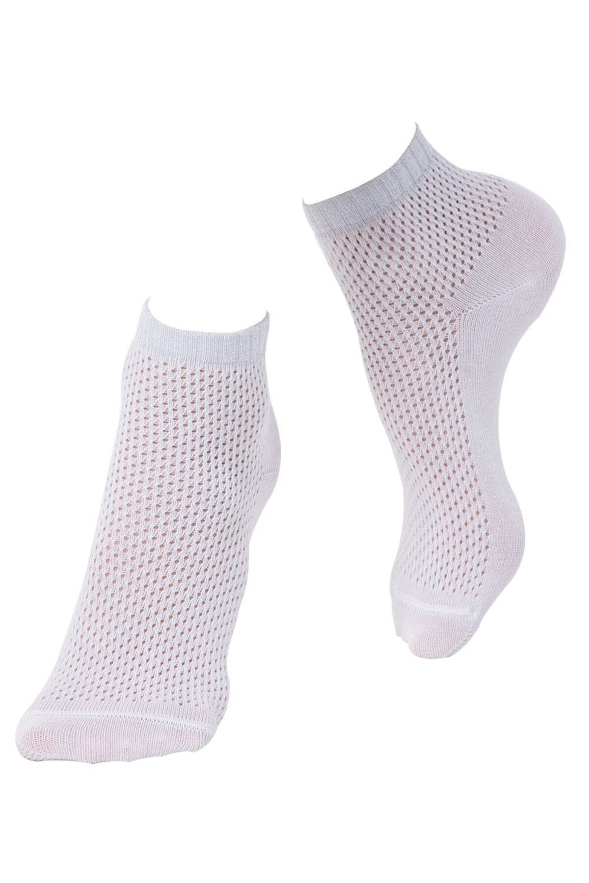OEM-Thin cotton socks with mesh and lurex, Conte Elegant Ajour 077, White 38-39 3
