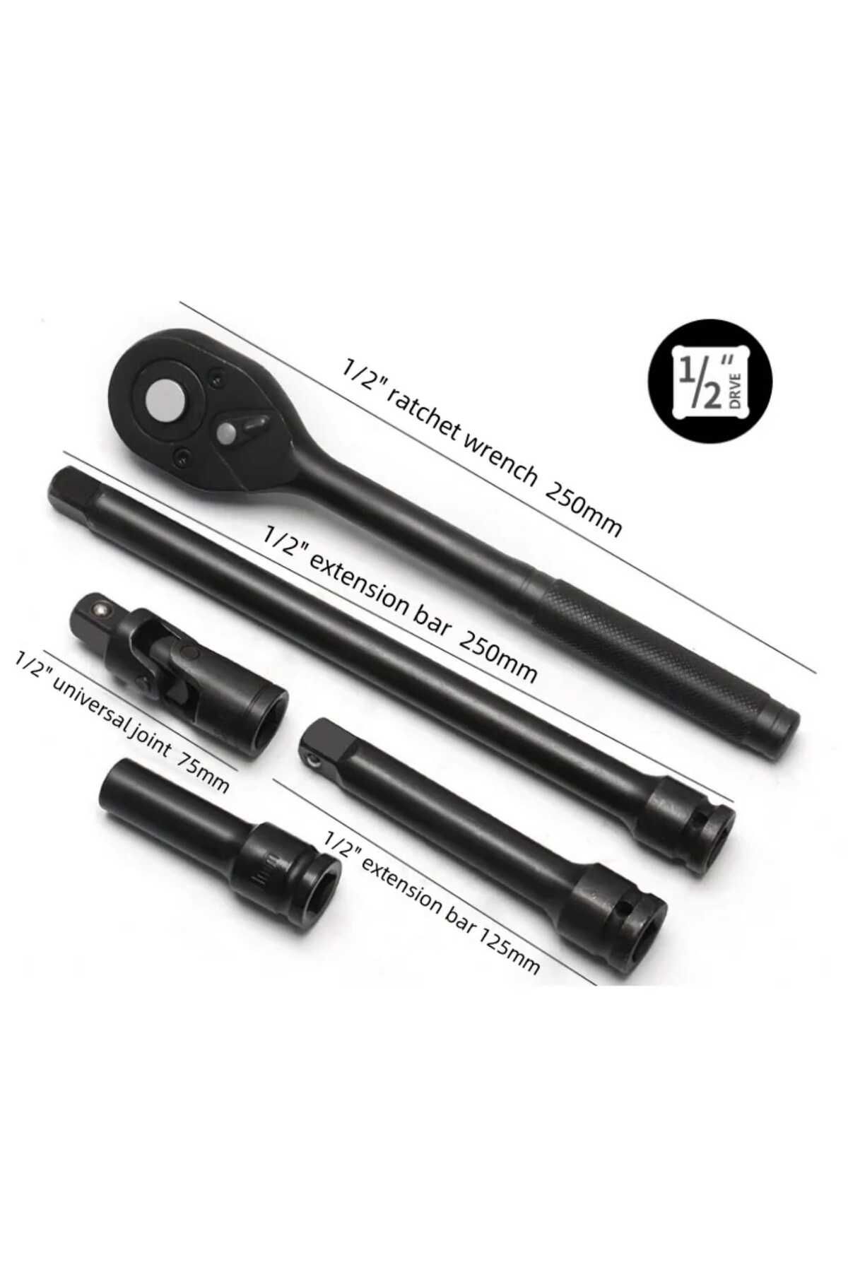 Metal Needs-Long impact socket set, hexagonal, 1/2 drive 2