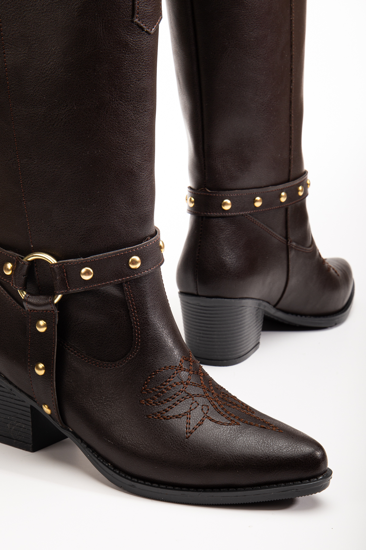 MS SUGAR SHOES  Kadın Trok detaylı Nakışlı Western Cowgirl Kovboy Çizme - Görsel 6