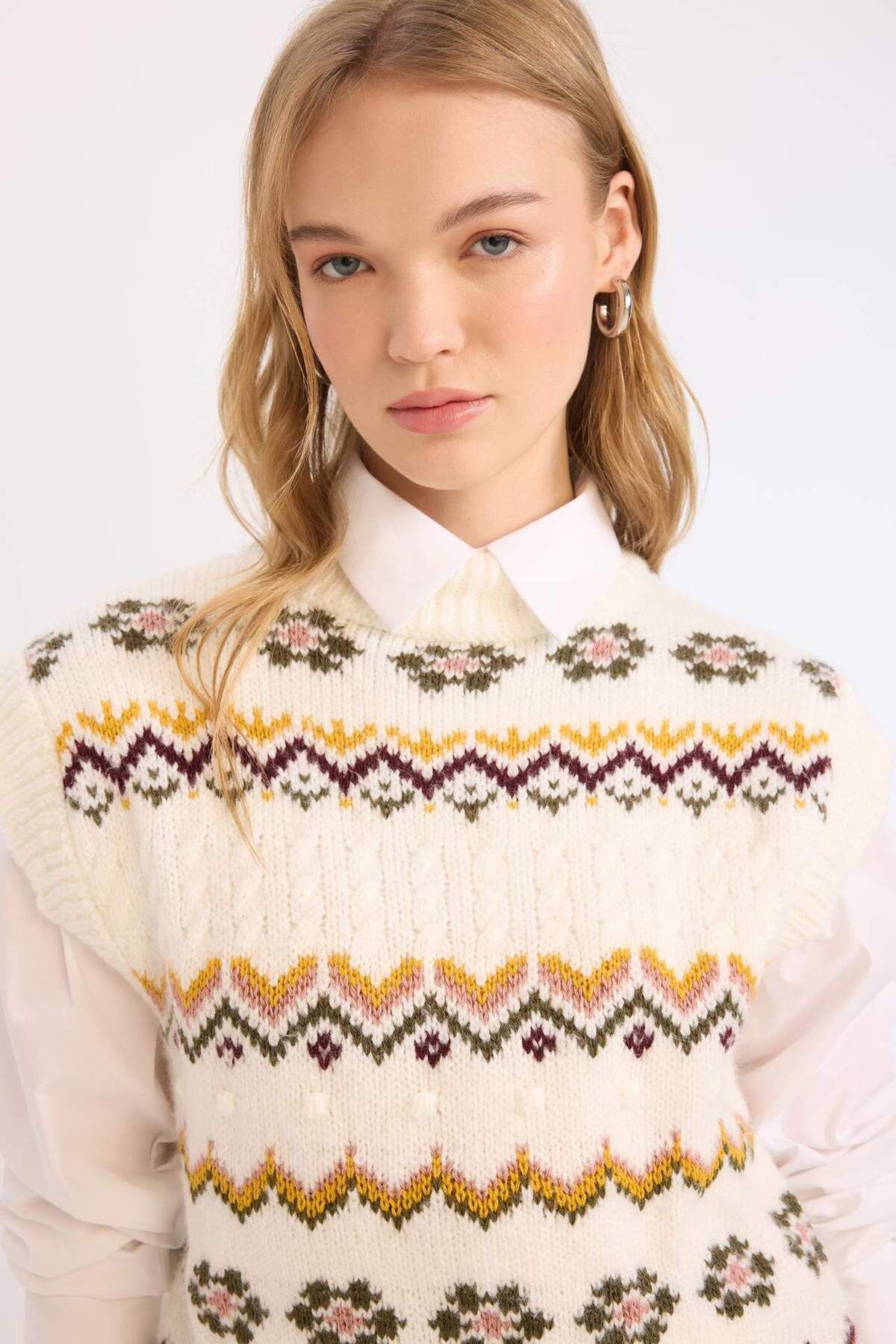 DeFacto-Coool Oversize Wide Fit Half Turtleneck Sweater Sweater E2004Ax24Cw 6