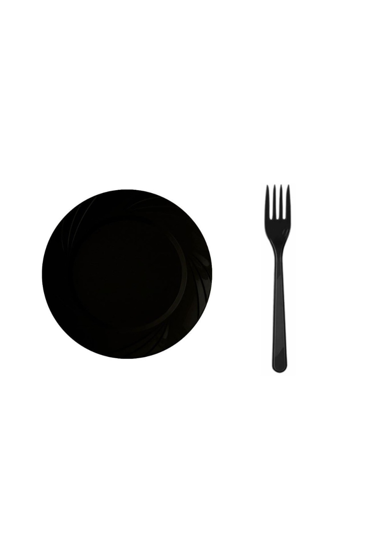 Ambalaj Evi Siyah Plastik Tabak Plastik Çatal Seti Parti Seti 50 Parça Sofra Seti Parti Seti