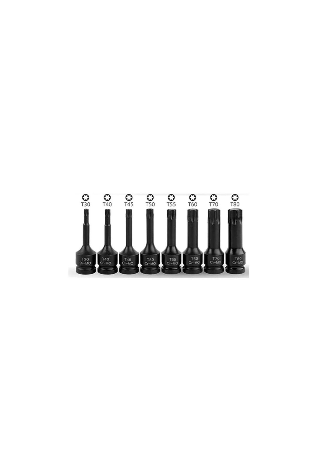 Metal Needs-Set of 8 impact sockets, torx tip T30 - T80, 1/2 drive, Cr-Mo 5