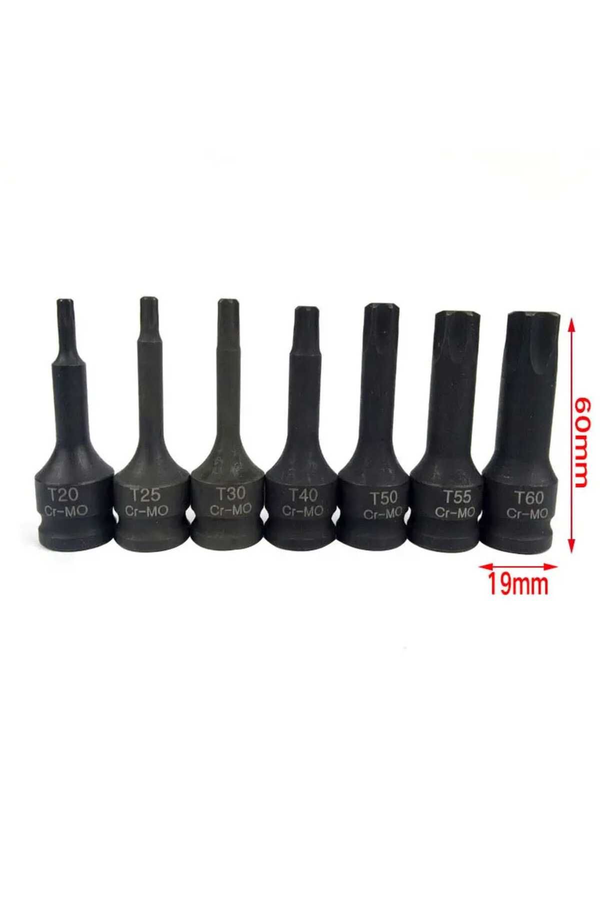 Metal Needs-Set of 8 impact sockets, torx tip T30 - T80, 1/2 drive, Cr-Mo 3