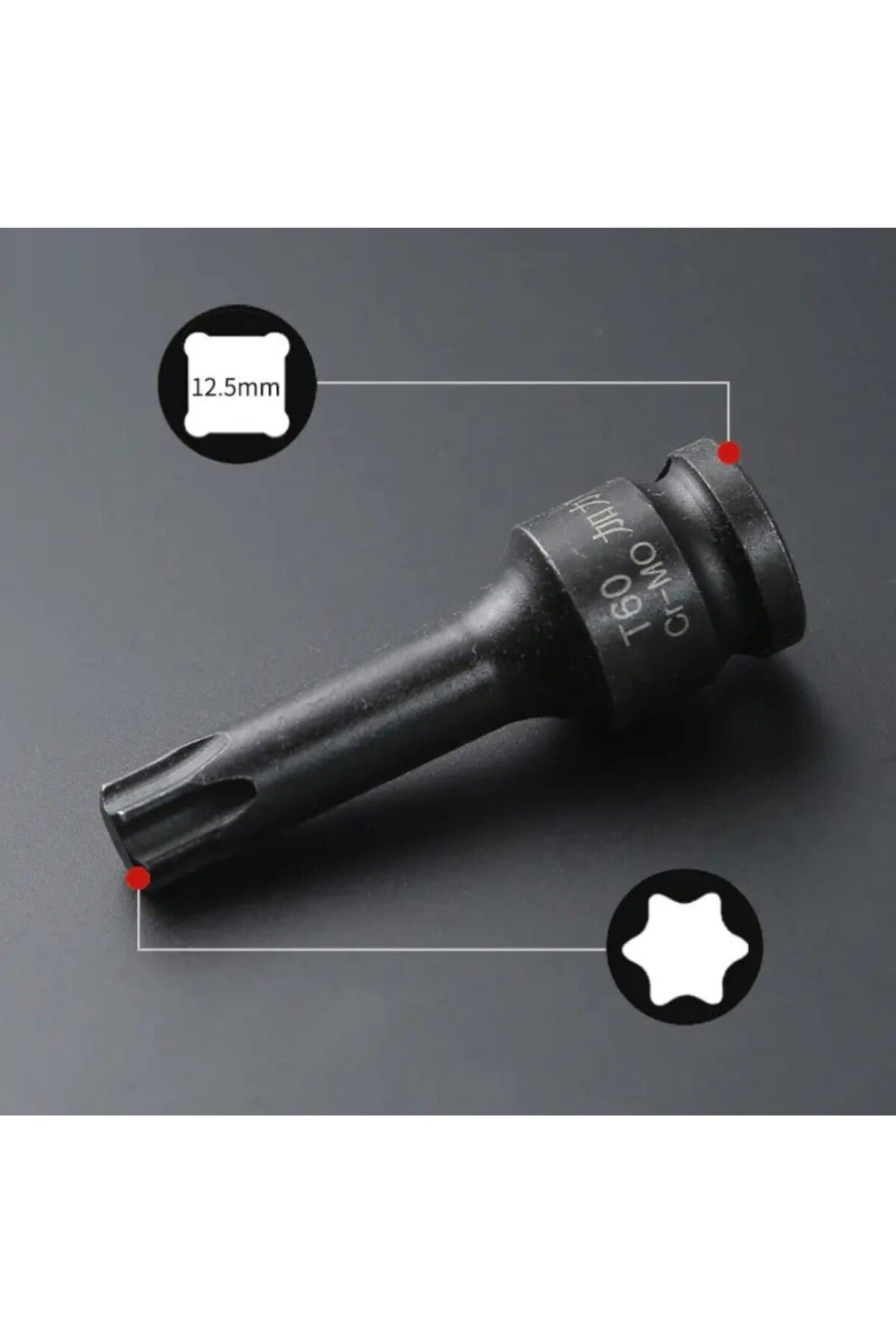 Metal Needs-Set of 8 impact sockets, torx tip T30 - T80, 1/2 drive, Cr-Mo 6