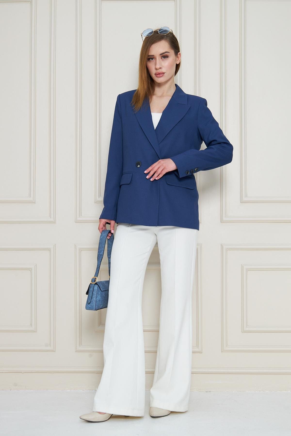 LOVELF-2 Button Double Breasted Polyviscose Jacket Saks 4