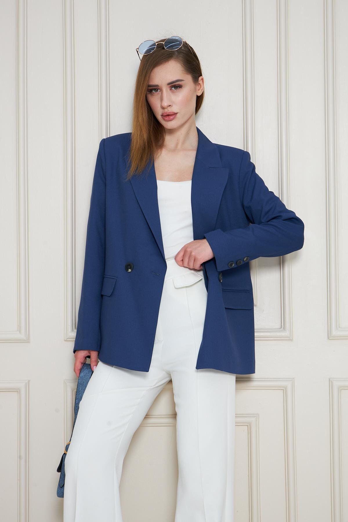 LOVELF-2 Button Double Breasted Polyviscose Jacket Saks 3