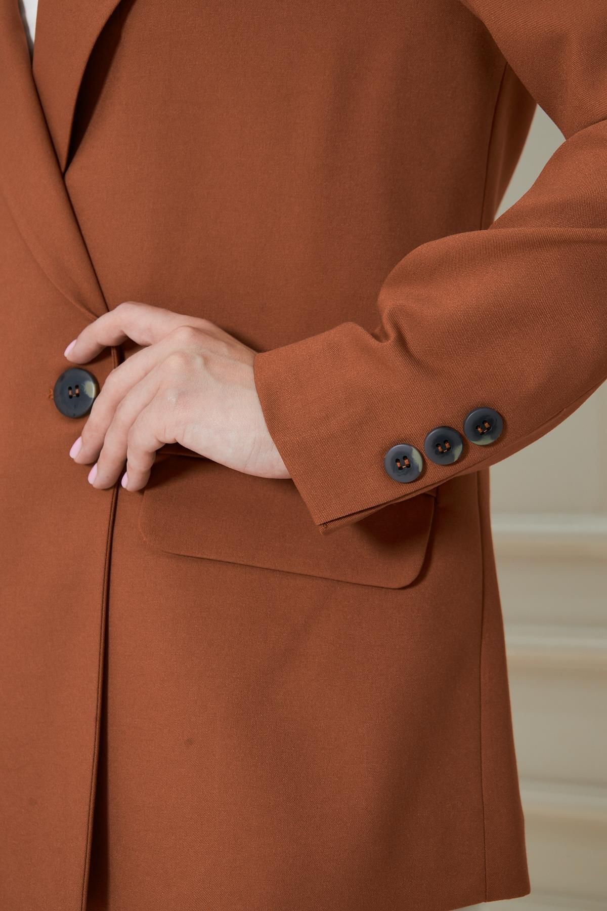 LOVELF-2 Button Double Breasted Polyviscose Jacket Tile 7