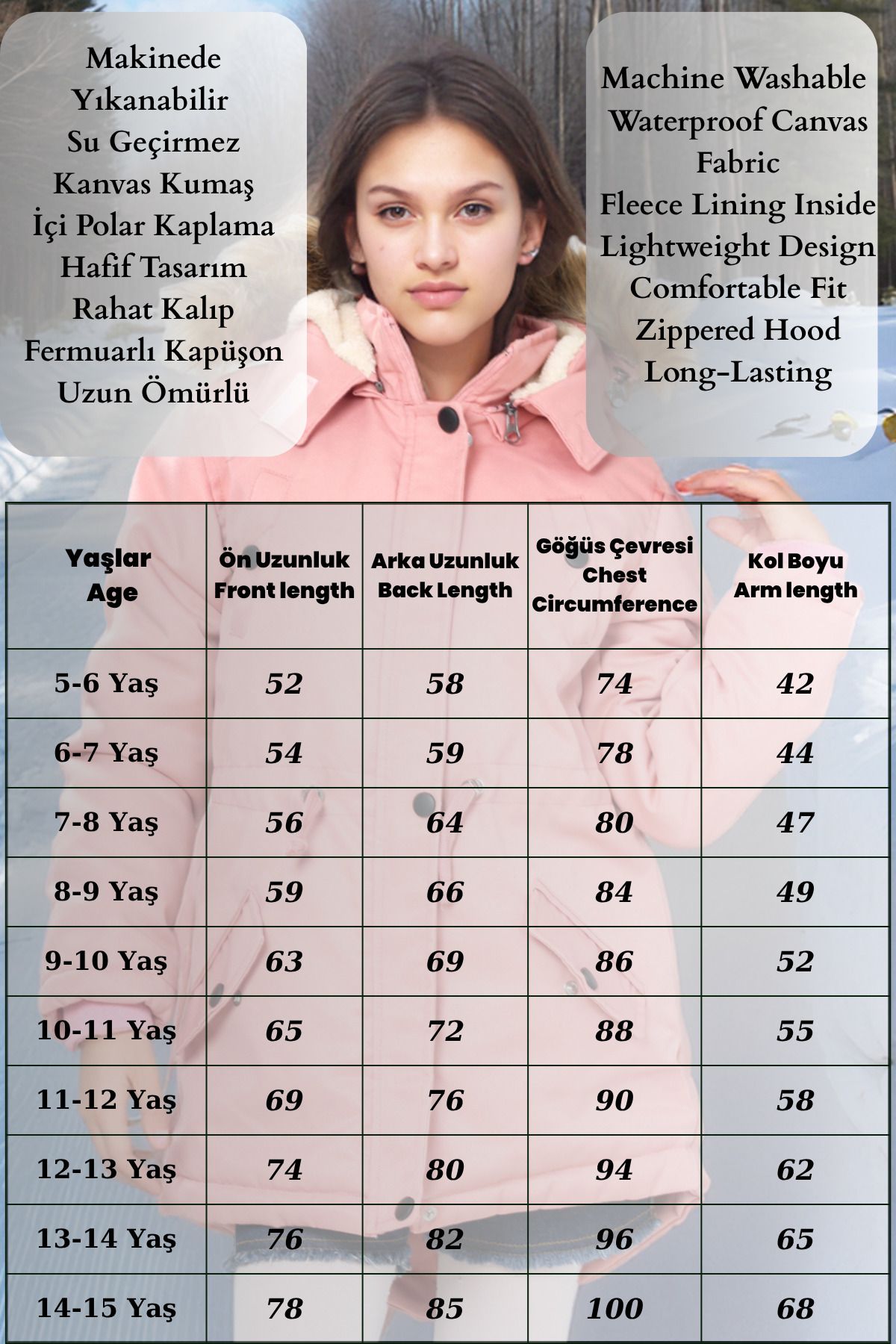 Joui Co-Waterproof Coat with Fur Inside, Hood and Zipper - Non-Deformable Winter Coat - Machine Washable 3