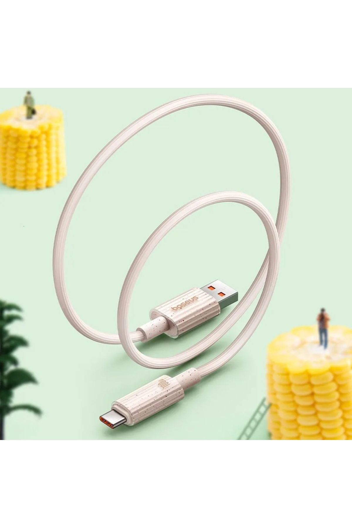Baseus-Cablu de încărcare USB cu încărcare super rapidă, USB A la USB Tip-C, 100W, 480Mbps, 1 metru, alb-rozaliu 3