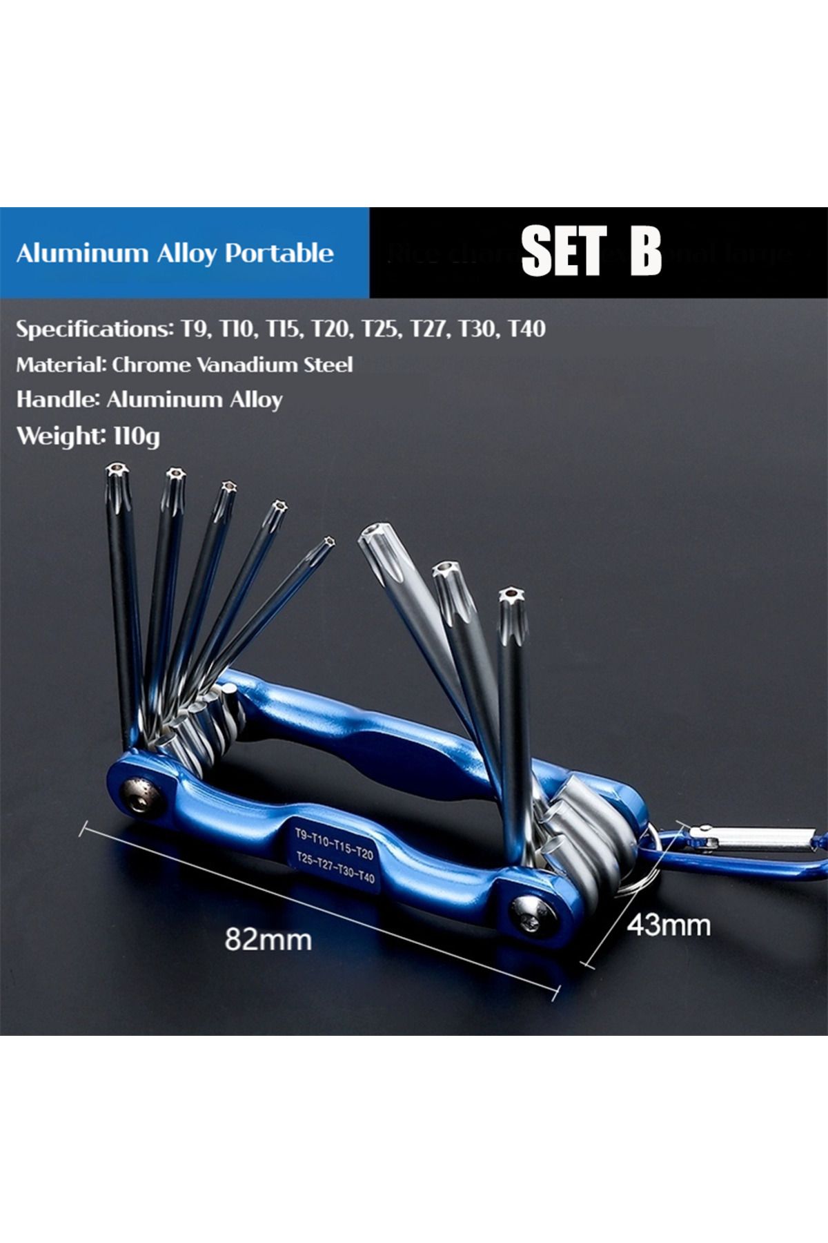 Choice-HT-FS-BL8 8-in-1 Folding Hexagonal Wrench CR-V Material Multi-functional Folding Wrench for Cycling/ 1
