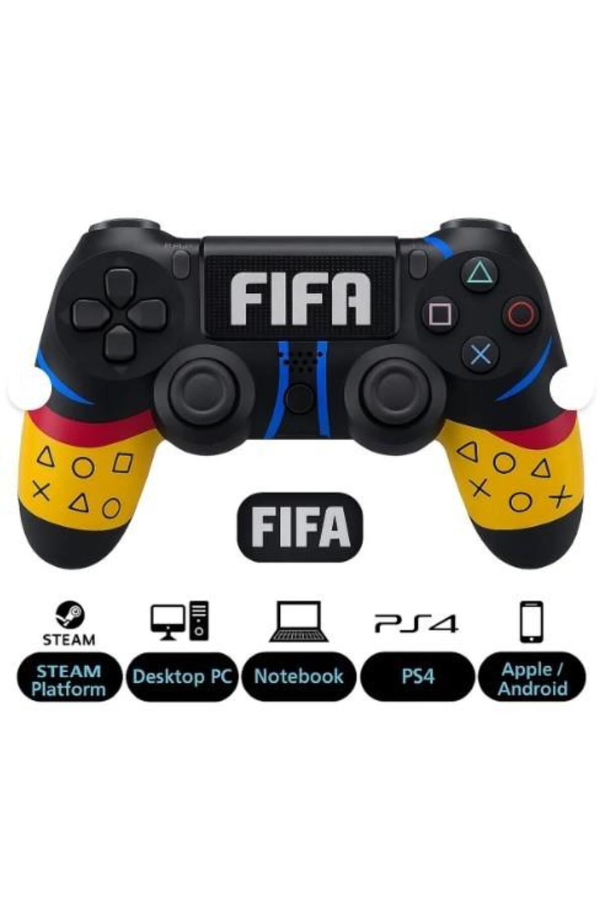 Mi7a FIFA Temalı Kablosuz PS4 Oyun Kolu - Dualshock 4 Uyumlu Bluetooth Gamepad