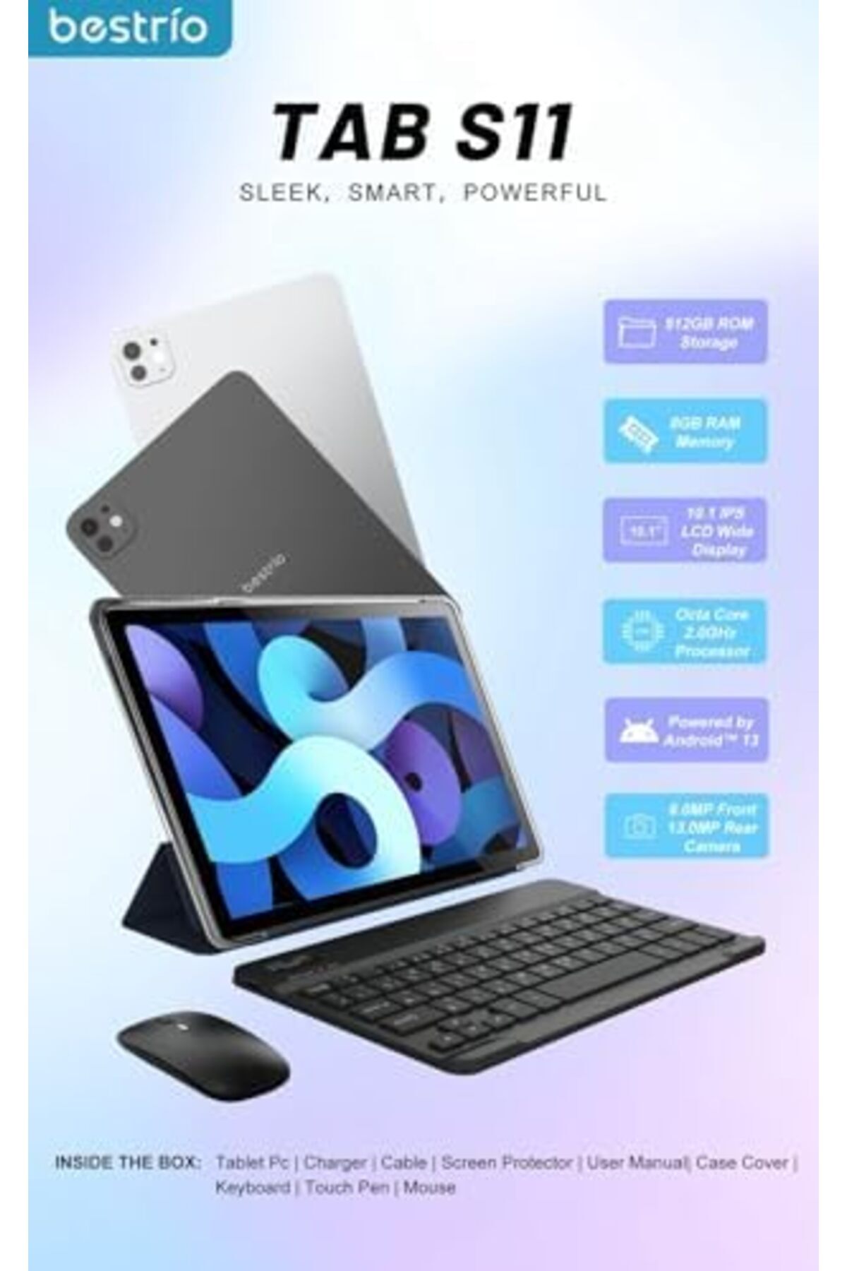 Generic-Bestrio S11 Tablet, 10.1" 5G Android 13, 8GB RAM 512GB Storage, Octa Core 2.0GHz, with Keyboard and 6