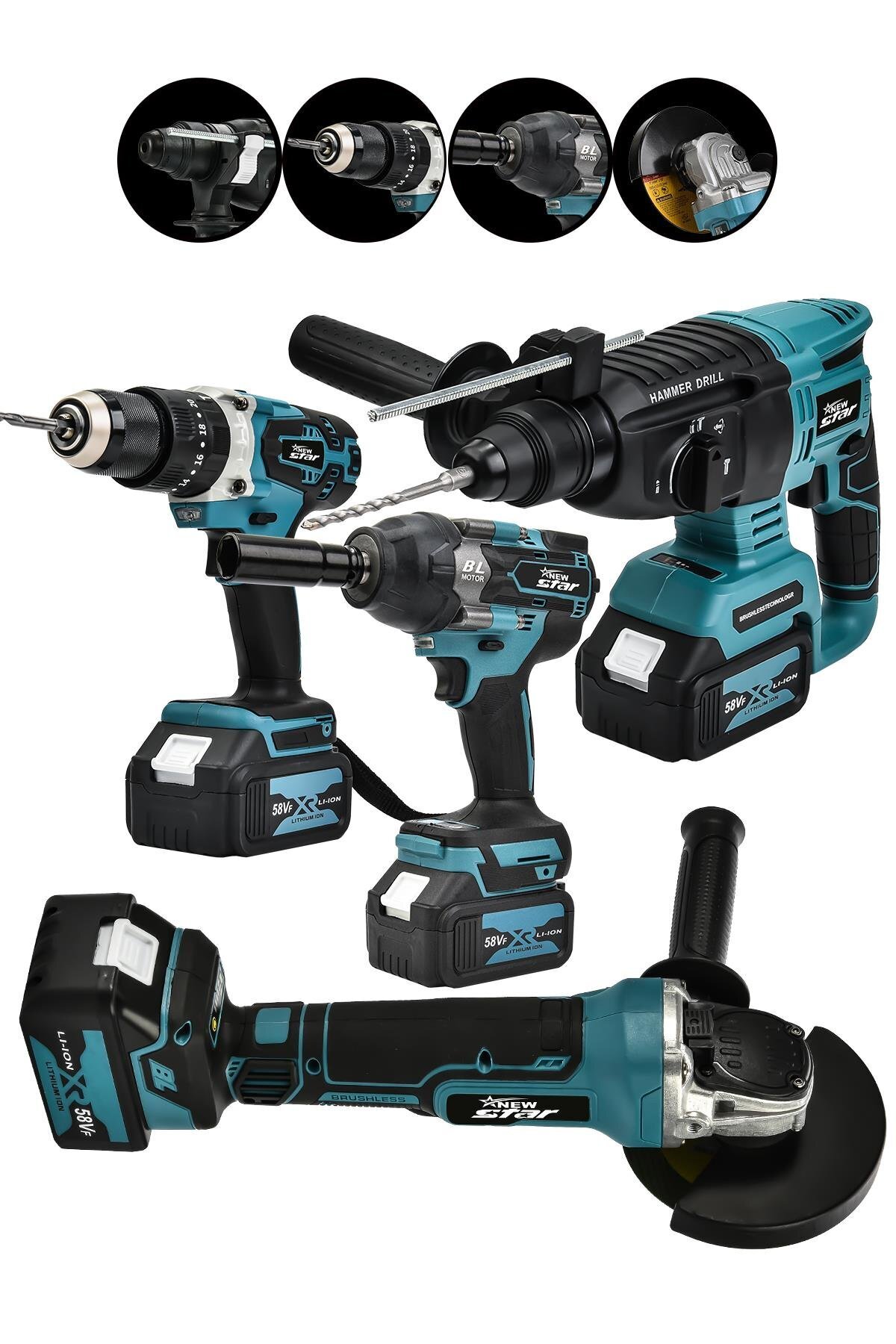 DCマルチバース ファイア & アイス 2点セット Newstar New Star Profesyonel 4'Lü Set Şarjlı Delici Kırıcı Hilti 2