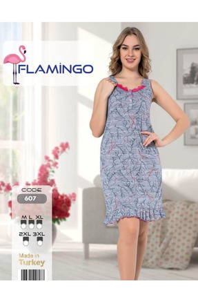 Komten Flamingo Şık Elbise Renkli Yaka Dantel Detaylı