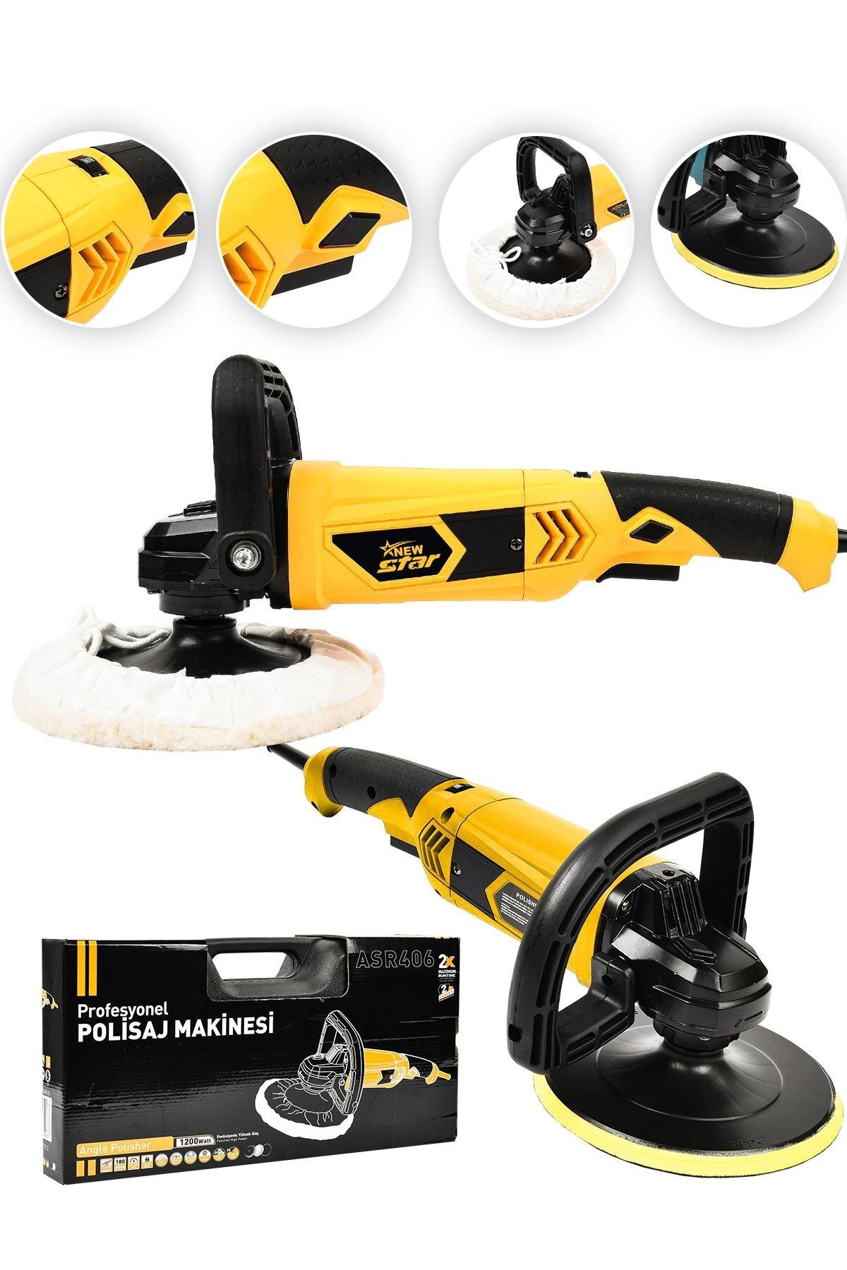 Newstar New Star 180mm Devir Ayarlı Polisaj Makinesi Sarı