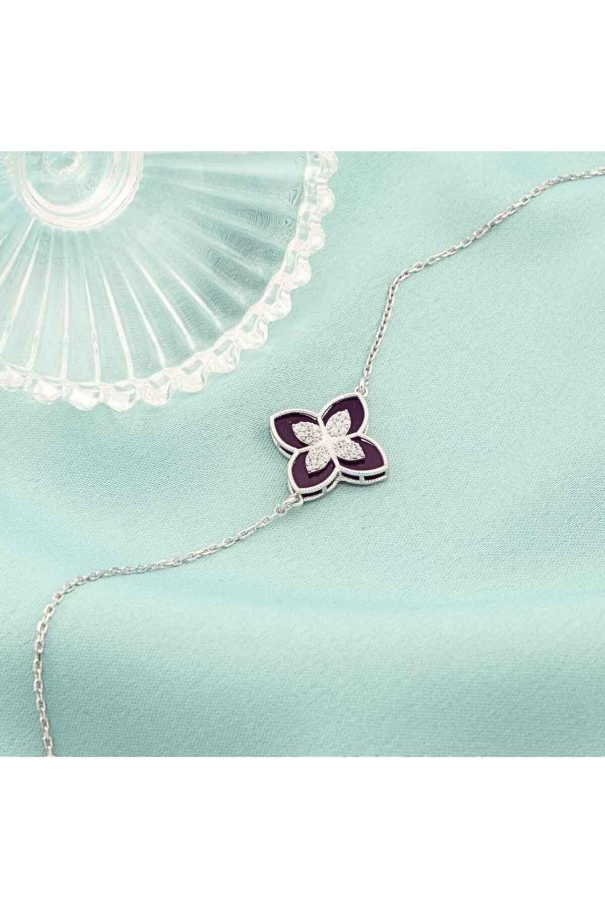 Bijuteria SORELLY-Bratara Argint Floare cu Onix 2