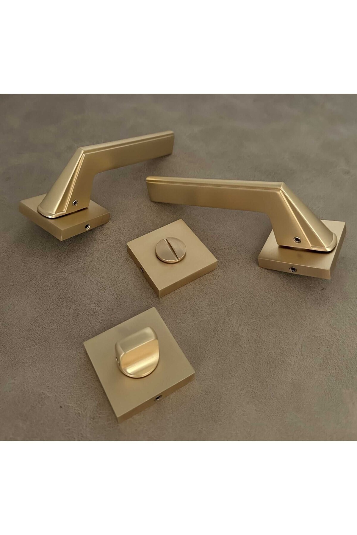 KOLDOOR-Rivax Anka Matte Gold Zamak Square Rosette Wc Bathroom Door Handle 1 Set 3